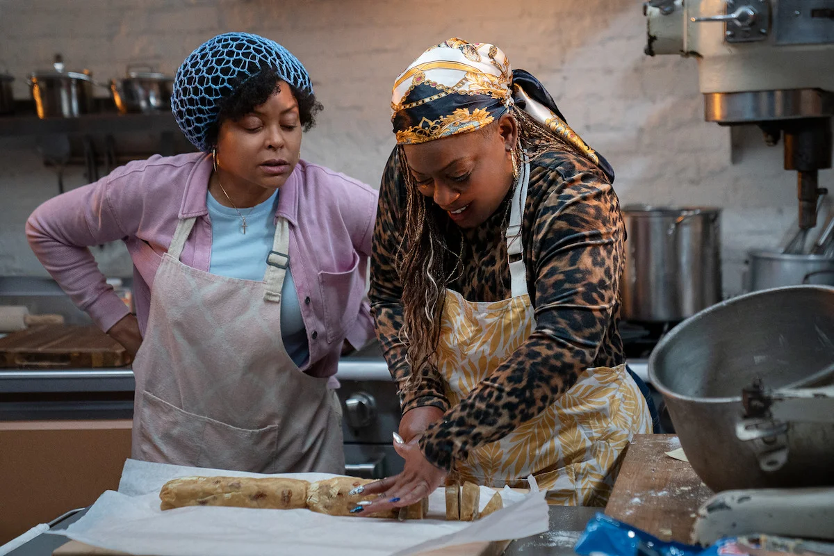 Two women prepare dough together in a bakery kitchen in Give Me Some Sugah.