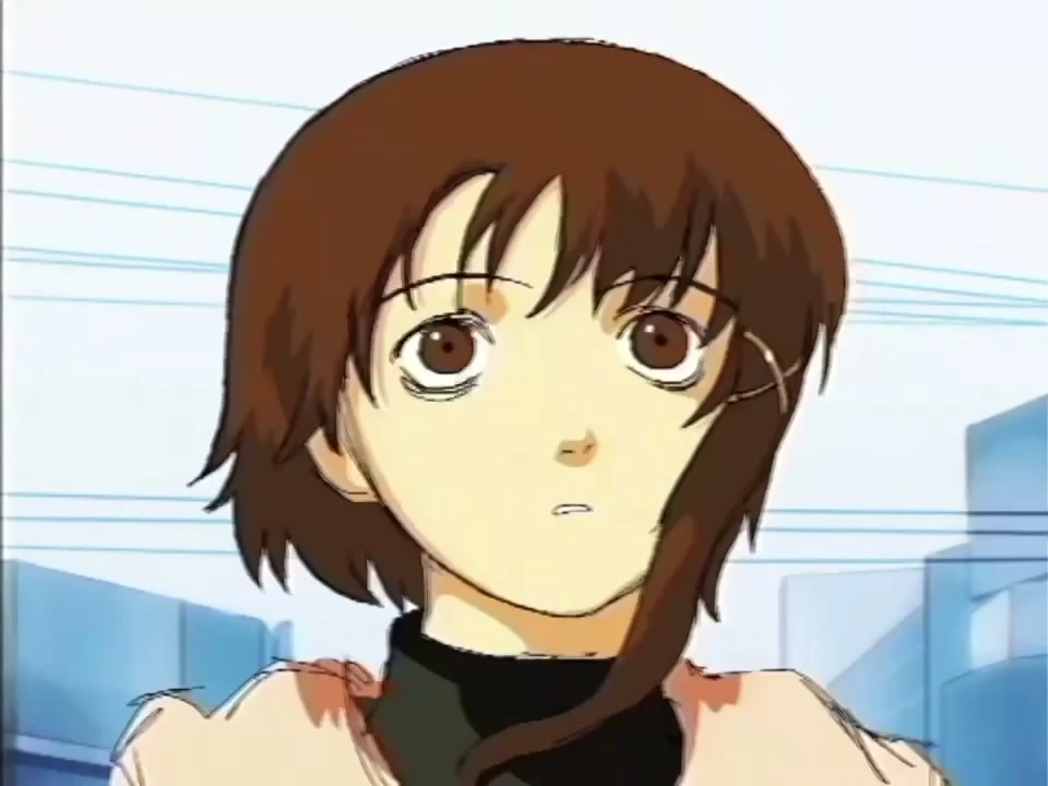 A close-up of the fan-project’s Lain design in a frame from its reveal trailer.