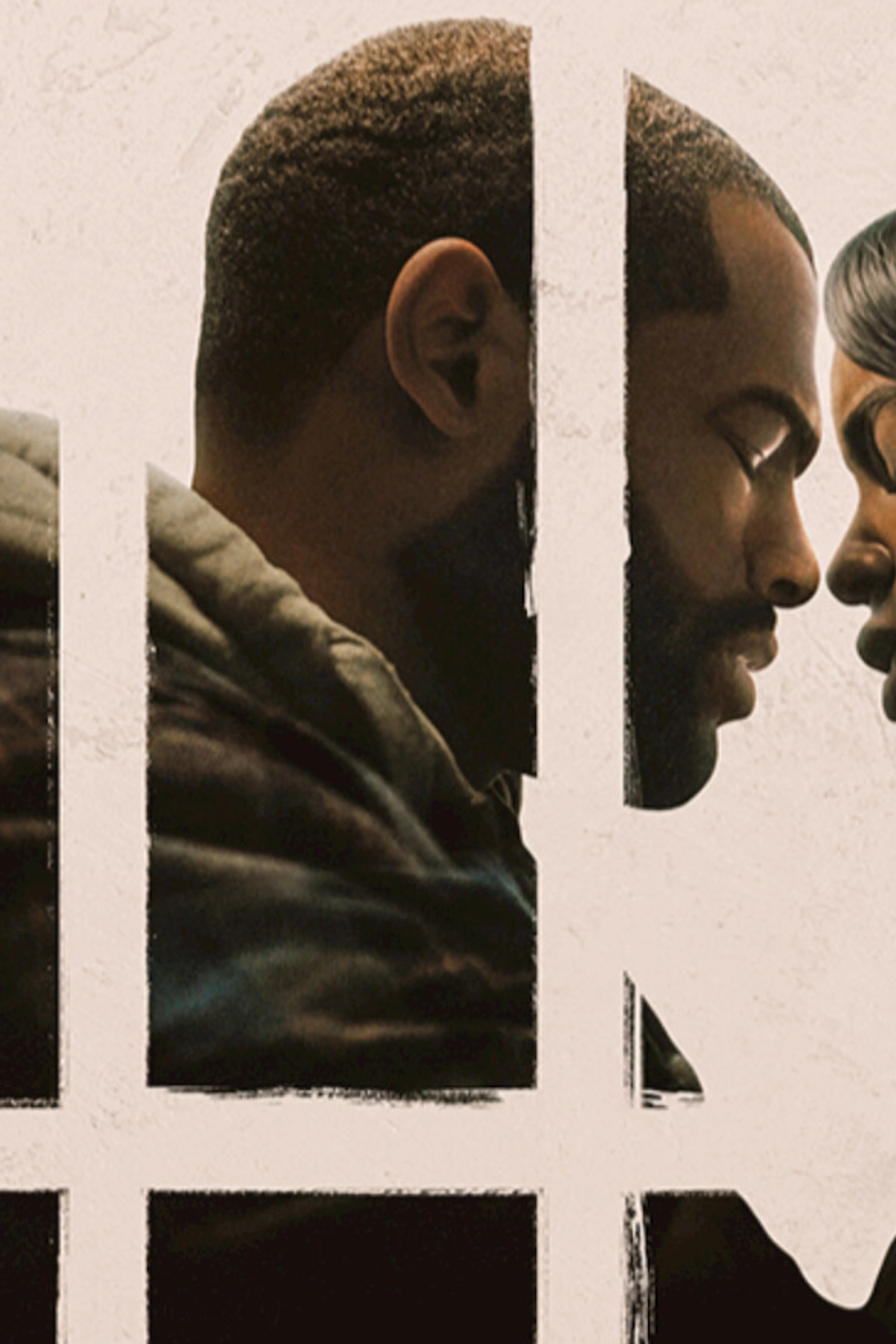 A couple embrace in the cream-and-black Doing Life Netflix title artwork.