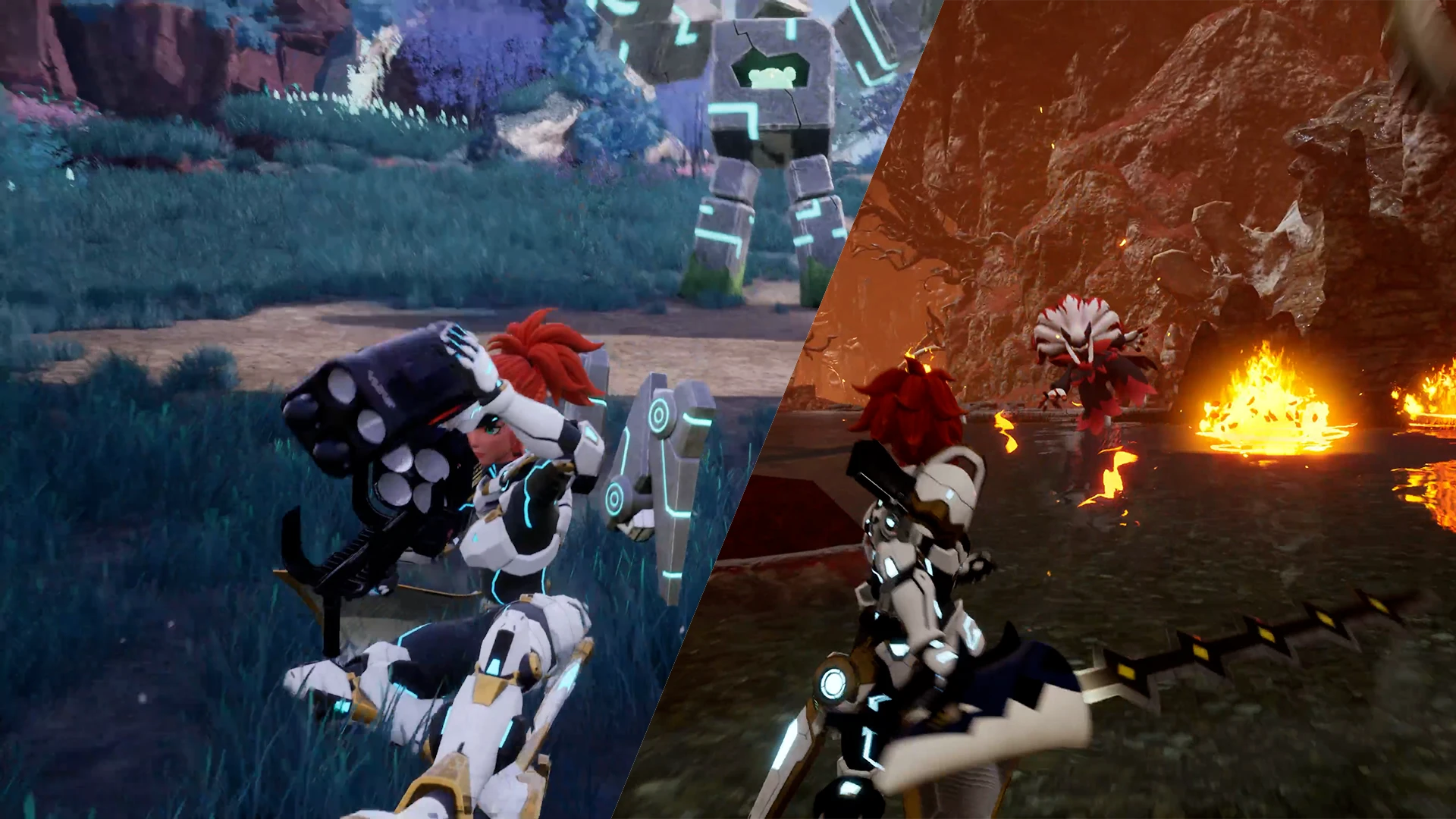Palworld players wearing different equipment while fighting in version 1.0.