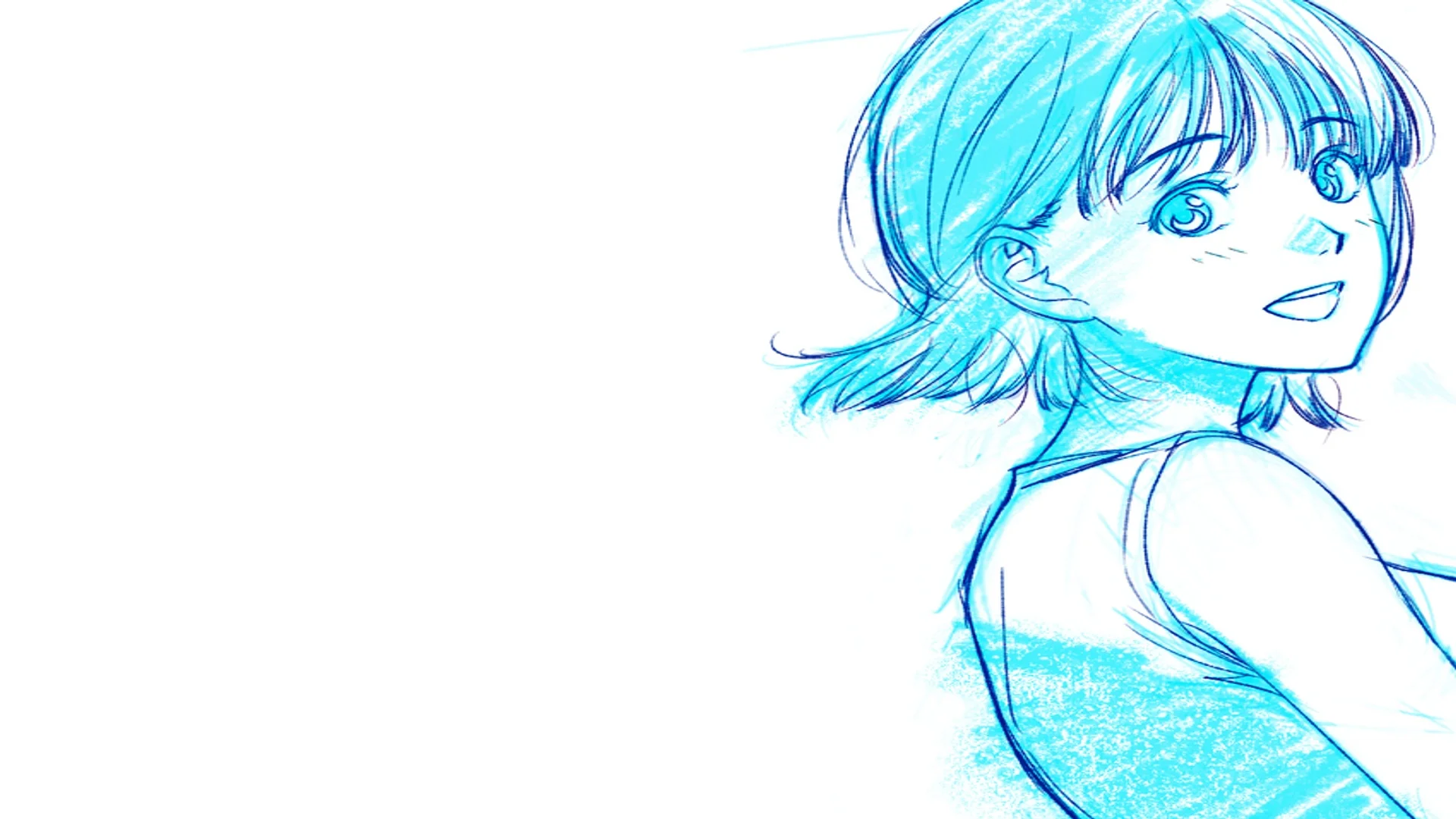 A blue line-art character turns toward the viewer in the official teaser visual for The Long Summer of August 31.