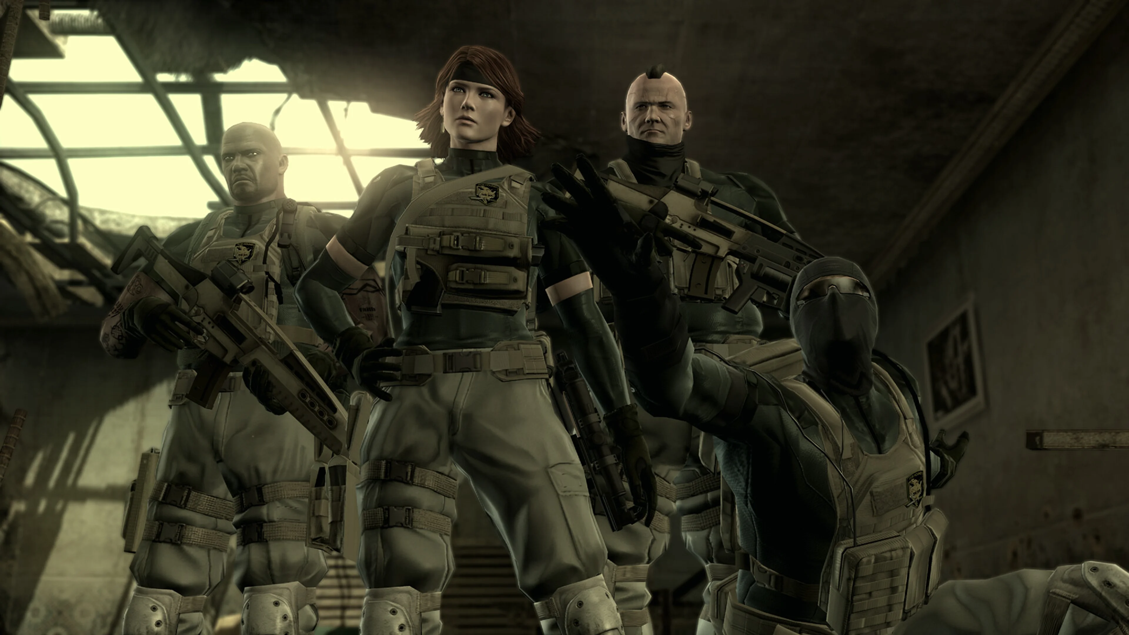 Big Boss and the Militaires Sans Frontières team in Metal Gear Solid Peace Walker.