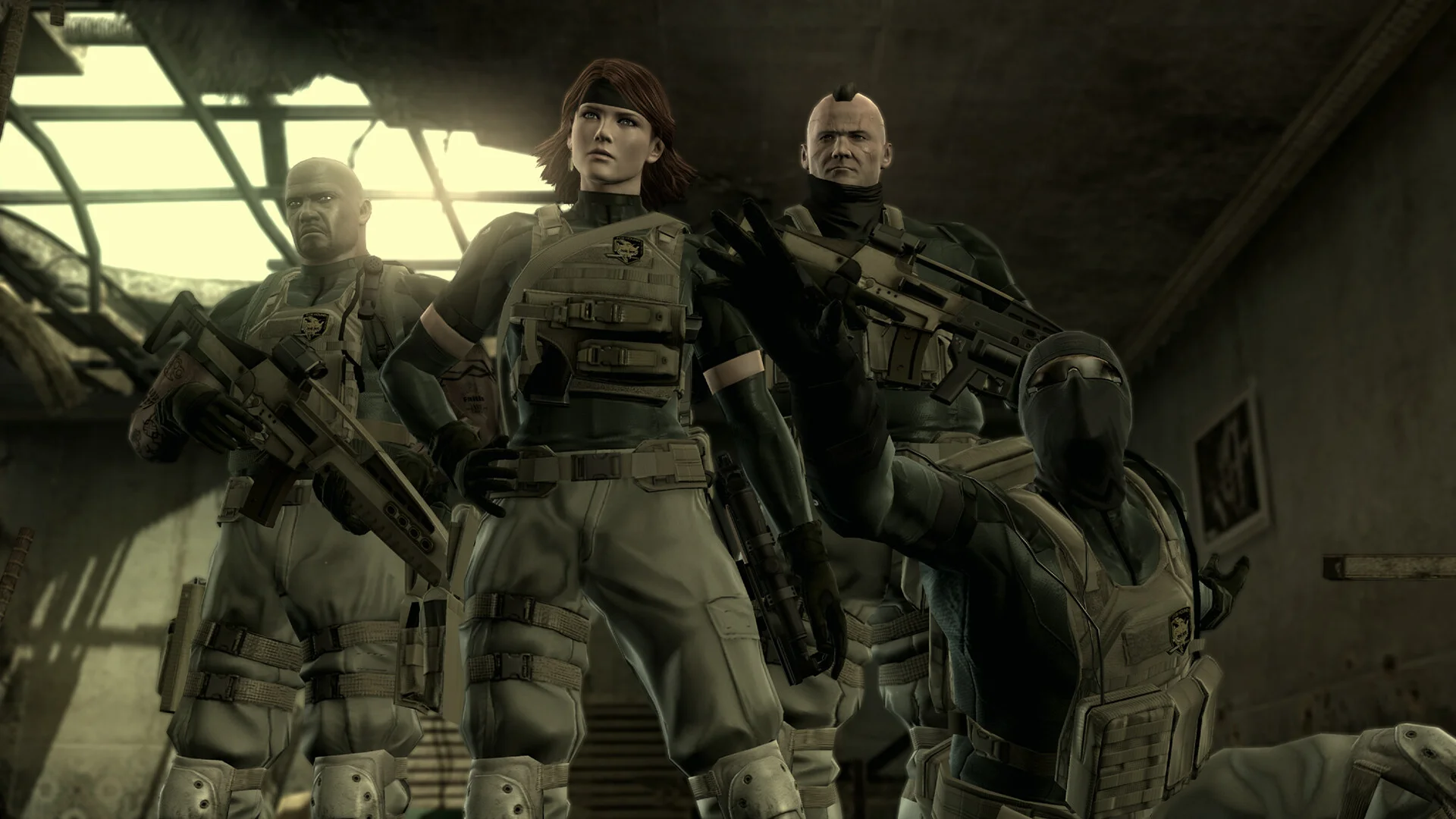 Big Boss and the Militaires Sans Frontières team in Metal Gear Solid Peace Walker.