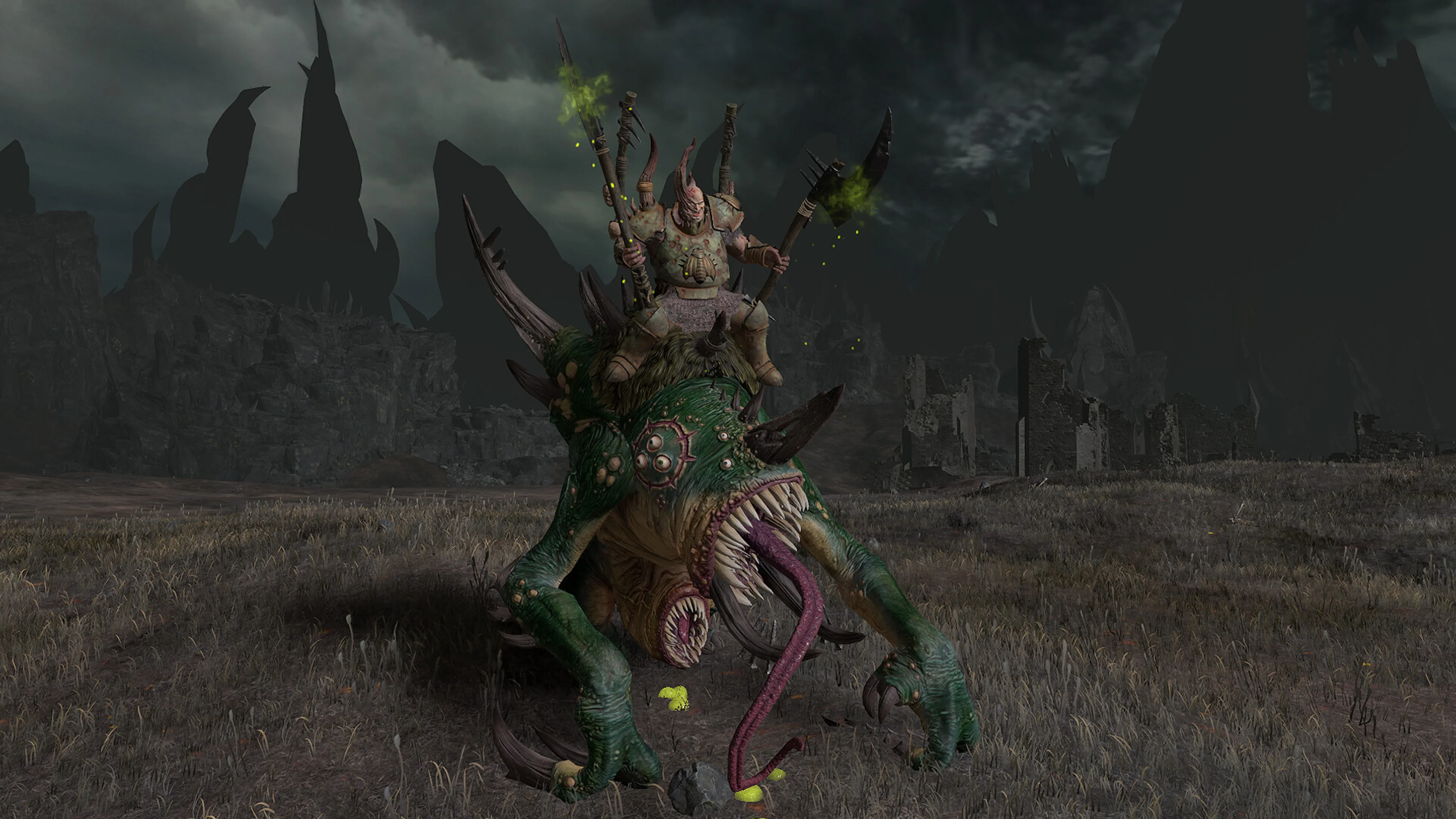 The Glottkin appear in a Total War: Warhammer III battlefield screenshot.