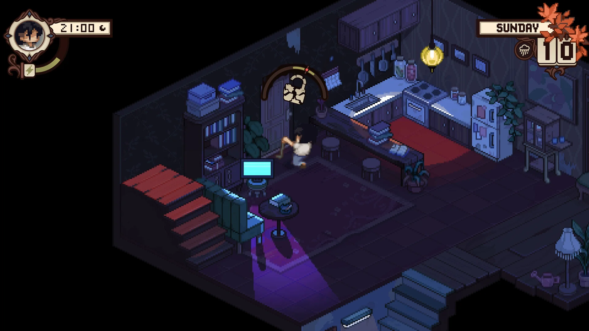 The player working on a farm plot in Grave Seasons