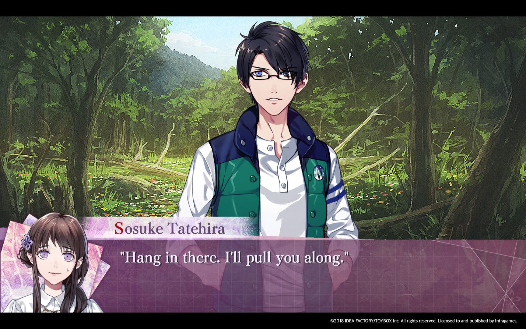 Sosuke speaks on a forest path in 7'scarlet.