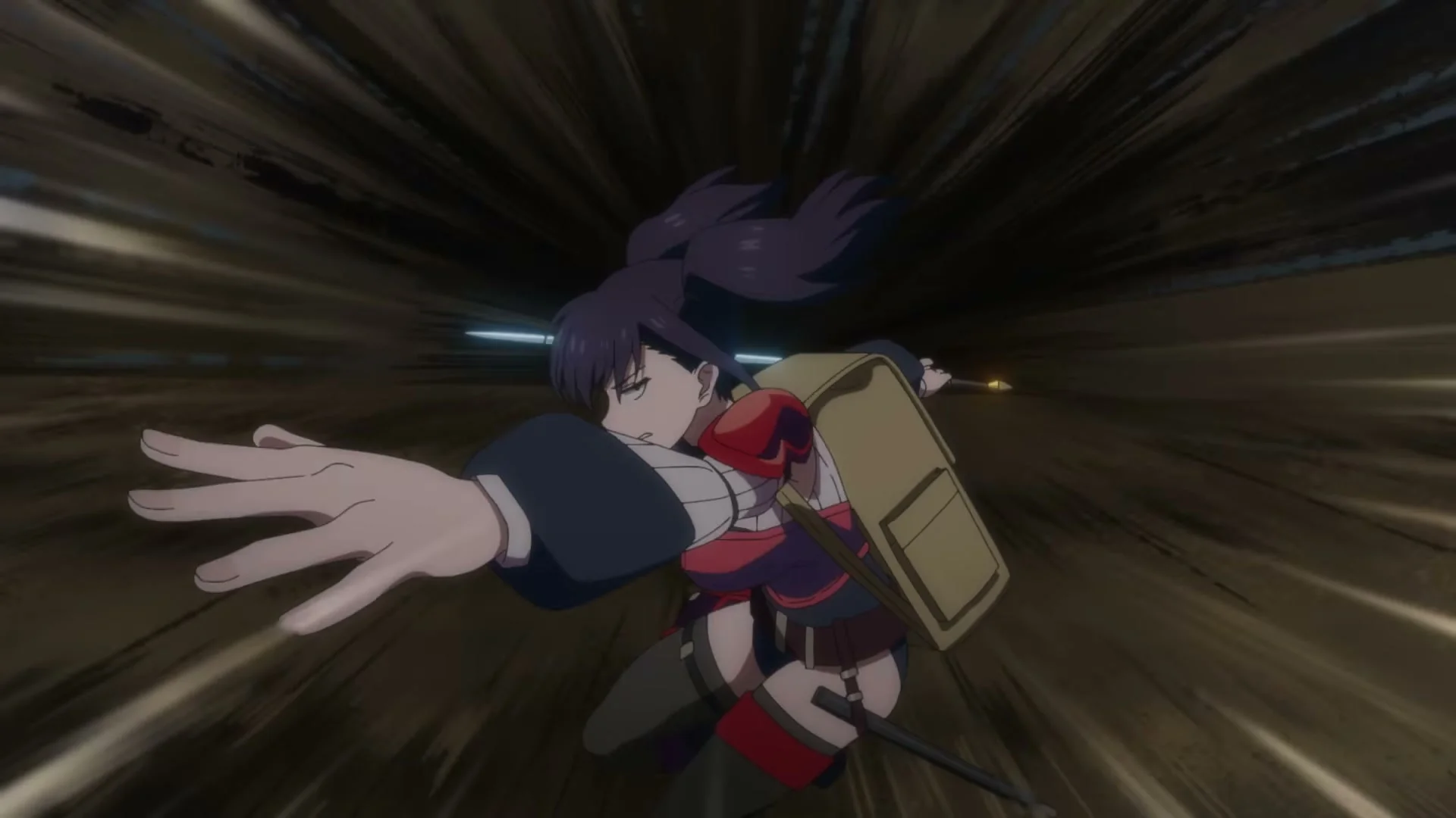 Mirabelle lunges forward during an action scene in the official main trailer.