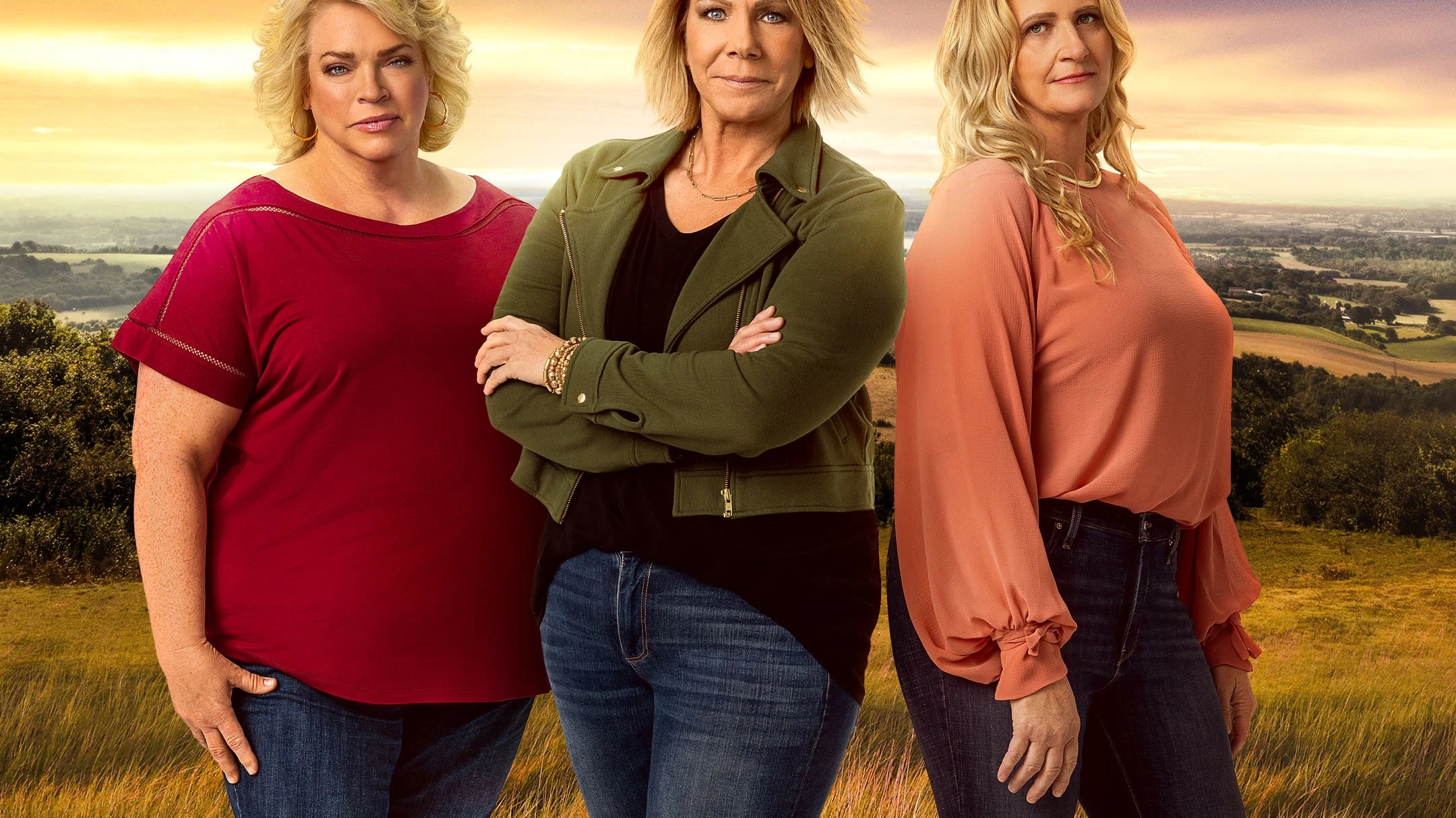 Janelle Brown, Meri Brown, and Christine Brown Woolley in Sister Wives Season 21 key art.