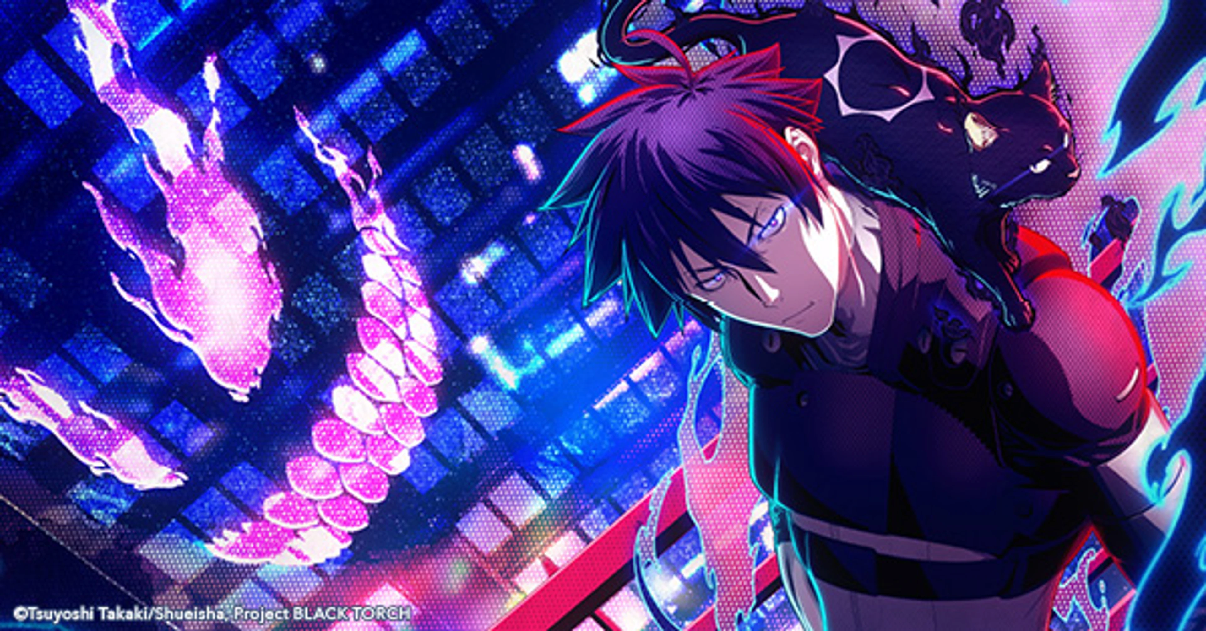 Official BLACK TORCH anime promotional image showing Jiro Azuma and Rago.