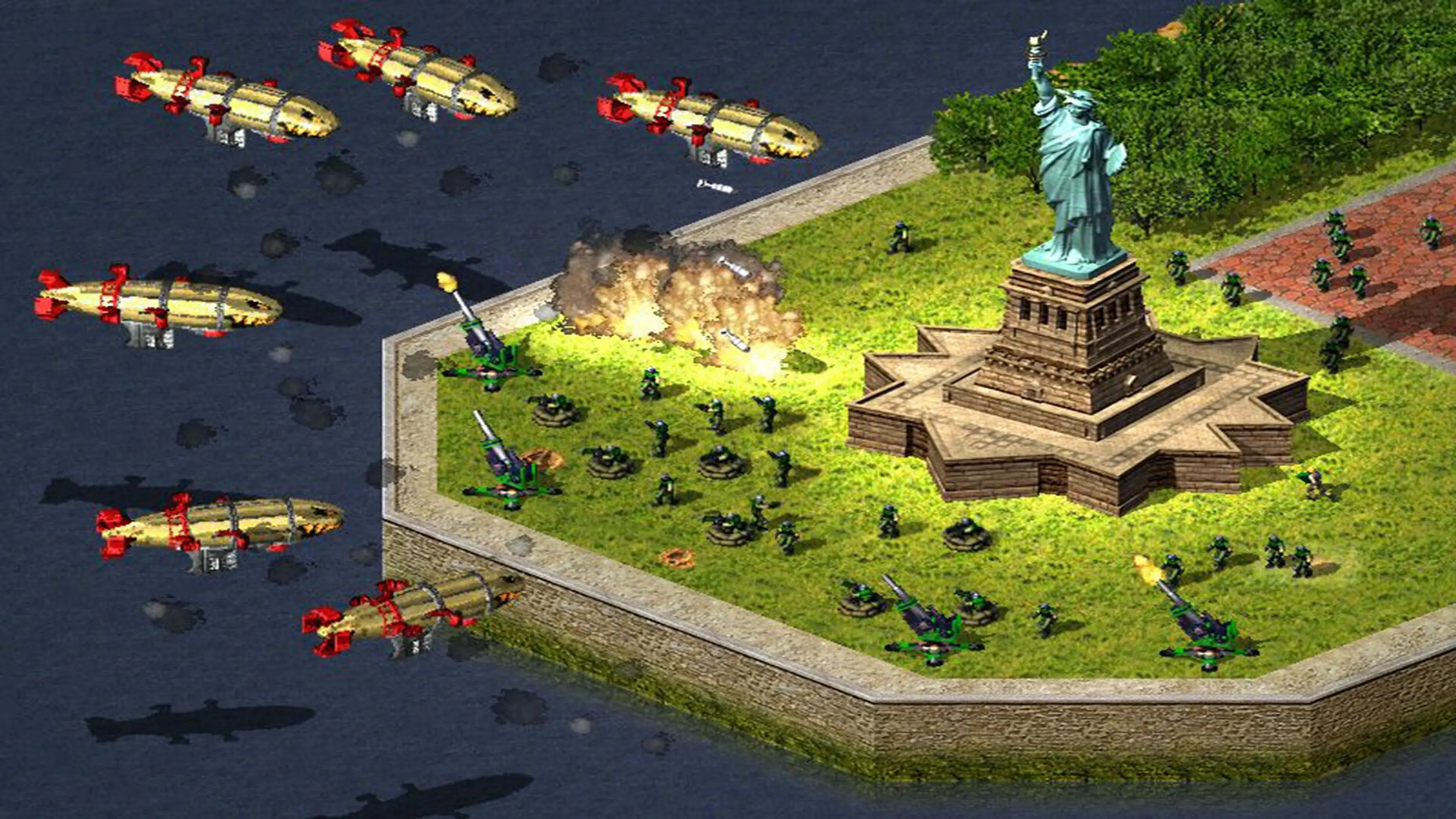 Fighting around the Statue of Liberty in Red Alert 2.