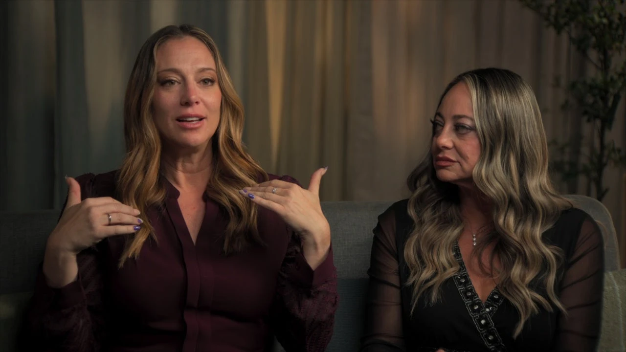 Two former contestants sit together during an interview in The Swan: Behind the Mirror.