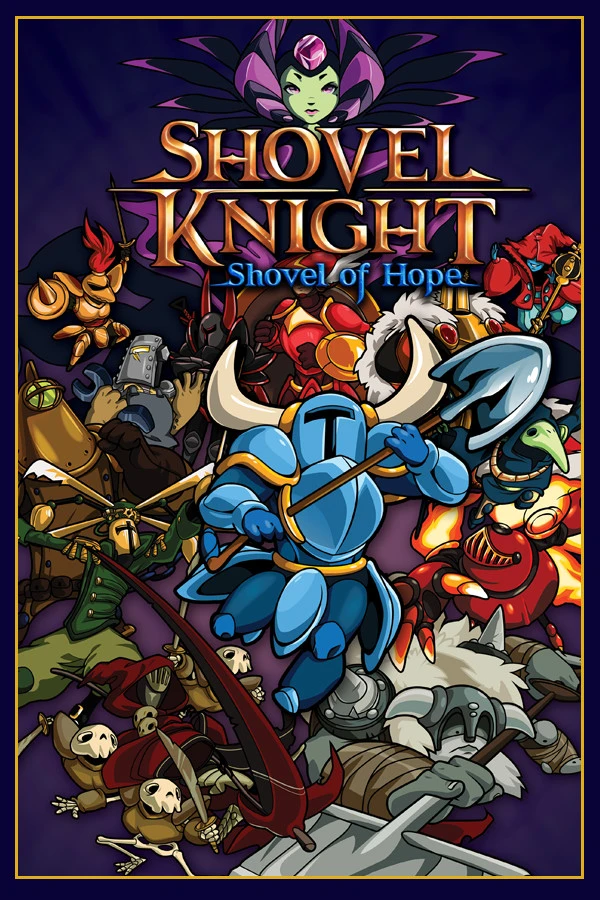 Official Shovel Knight: Shovel of Hope cover with the blue knight and Order of No Quarter beneath the native game logo.