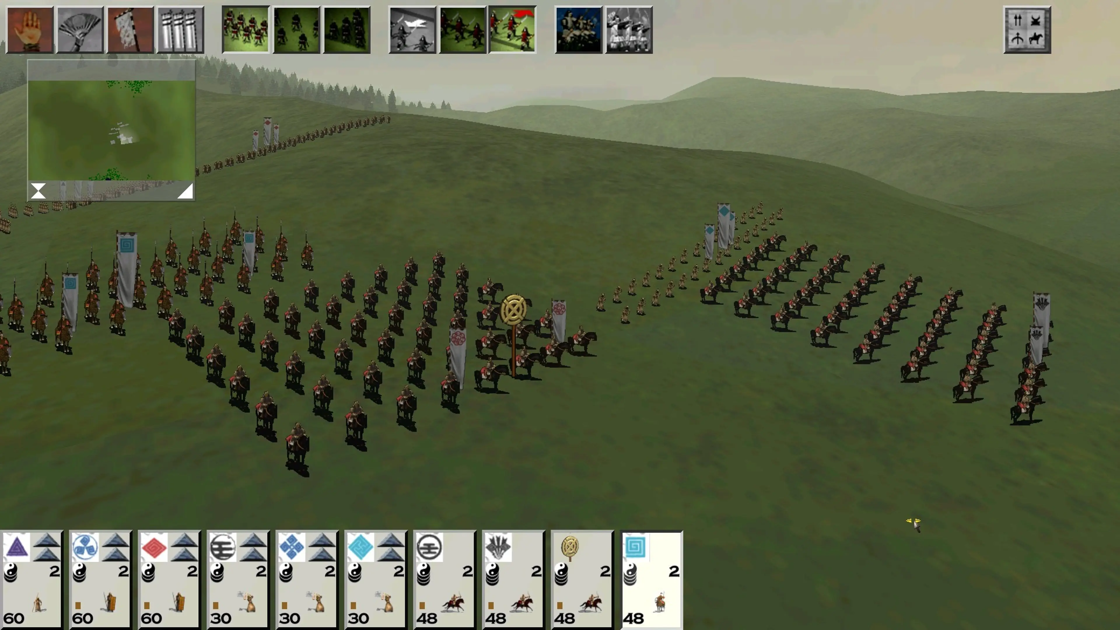 An infantry formation on the battlefield in Shogun: Total War.