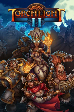 Official Torchlight II portrait cover with fantasy characters and the native title.