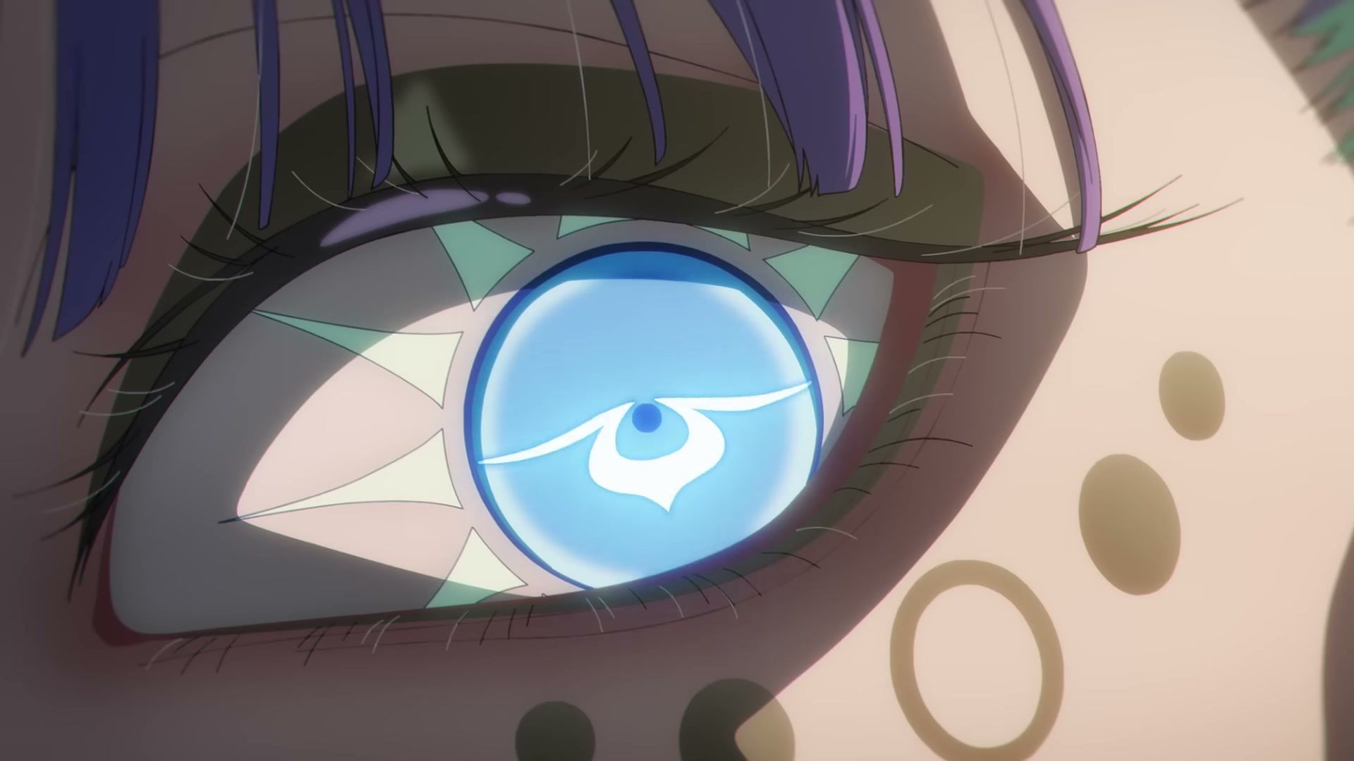 A close-up shows a blue eye in the Code Geass: Star Chaser Aspal teaser.