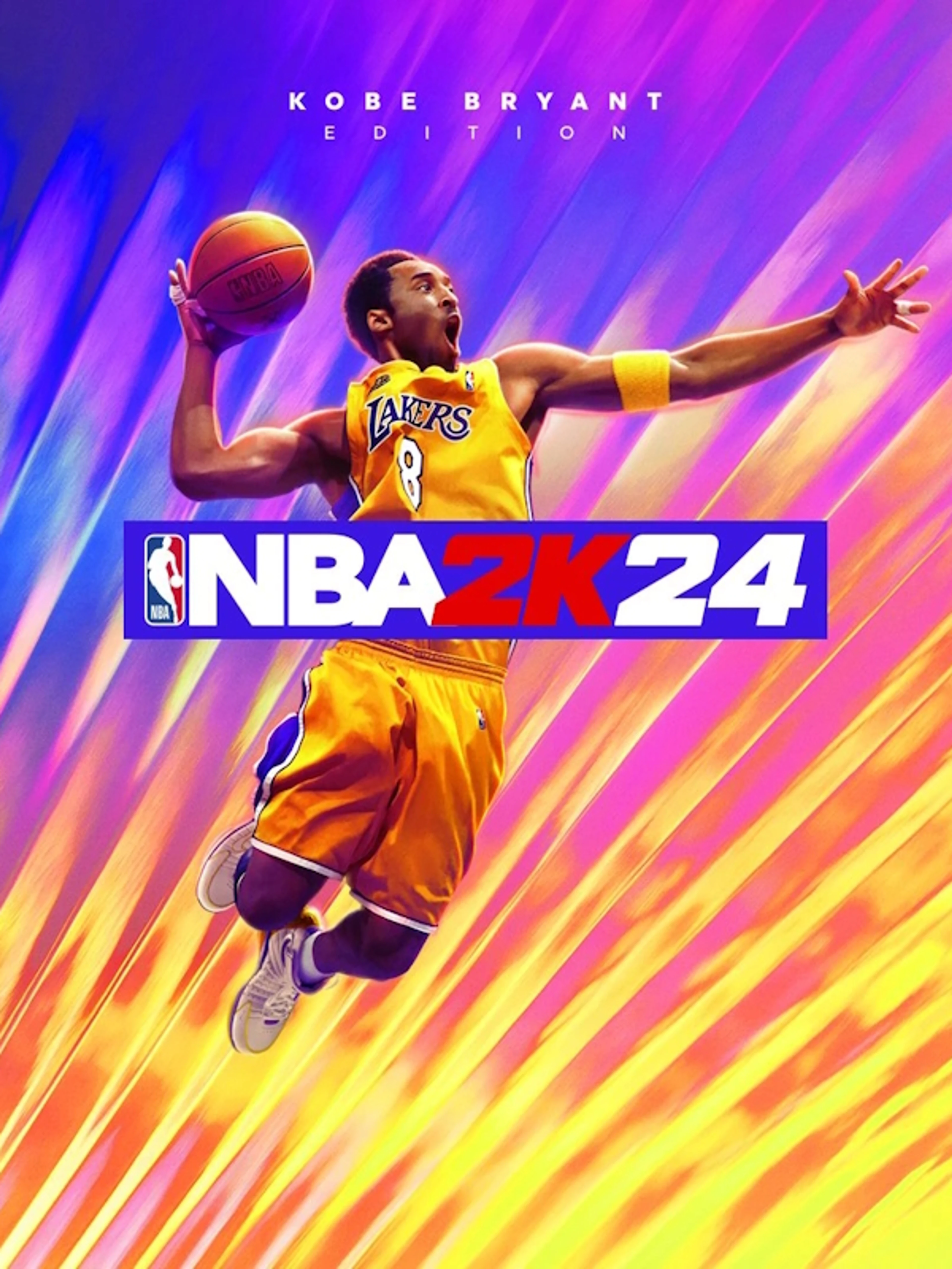 Official NBA 2K24 Kobe Bryant Edition cover with Bryant in a Lakers jersey and the game logo.