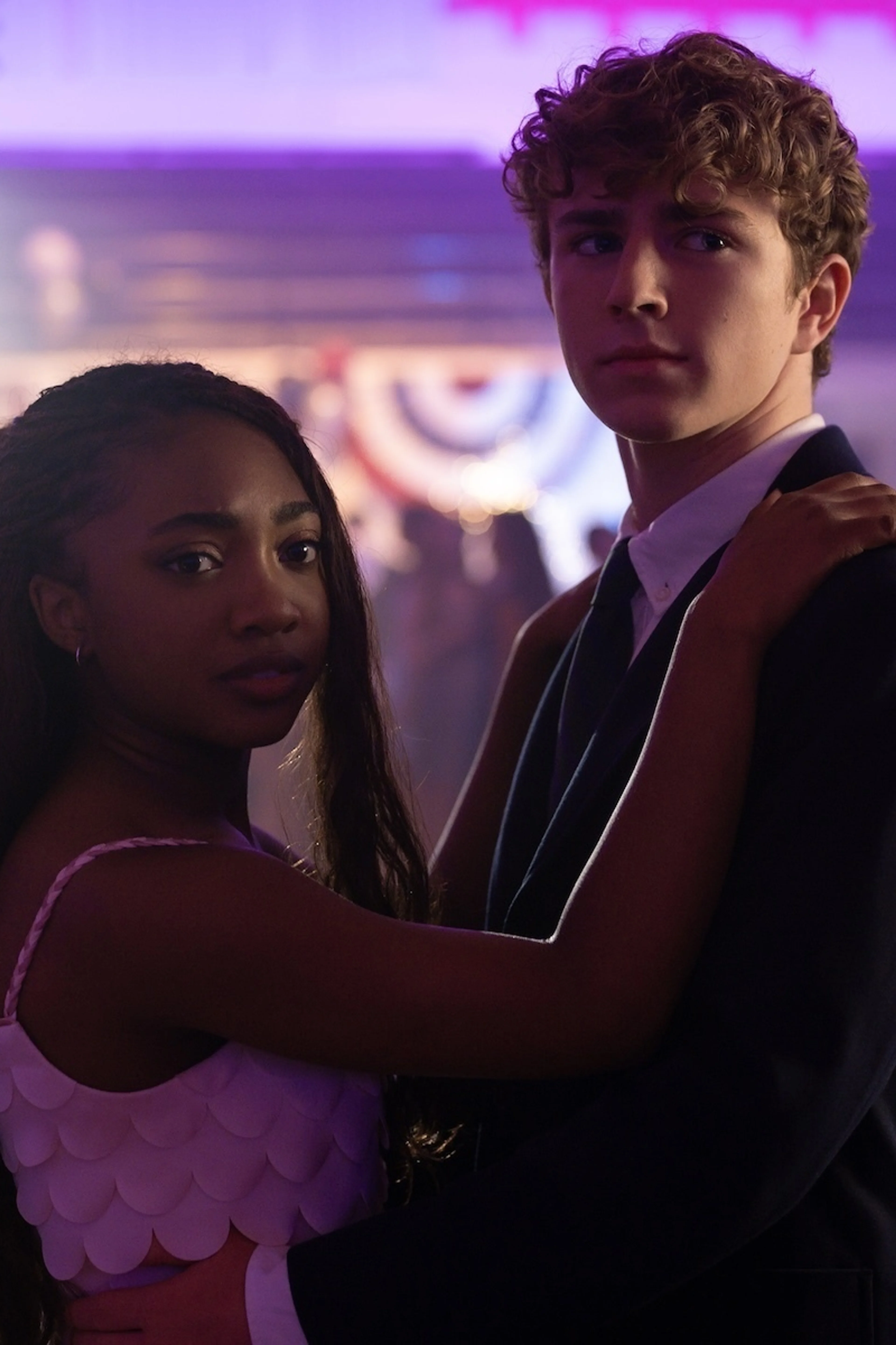 Percy Jackson and Annabeth Chase dance together in a Season 3 scene from Percy Jackson and the Olympians.