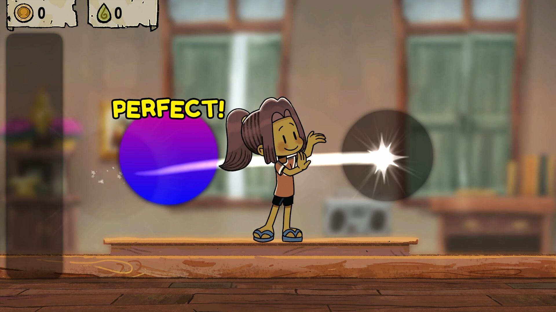 Mai performs a Thai dance minigame in Dancing with Ghosts.