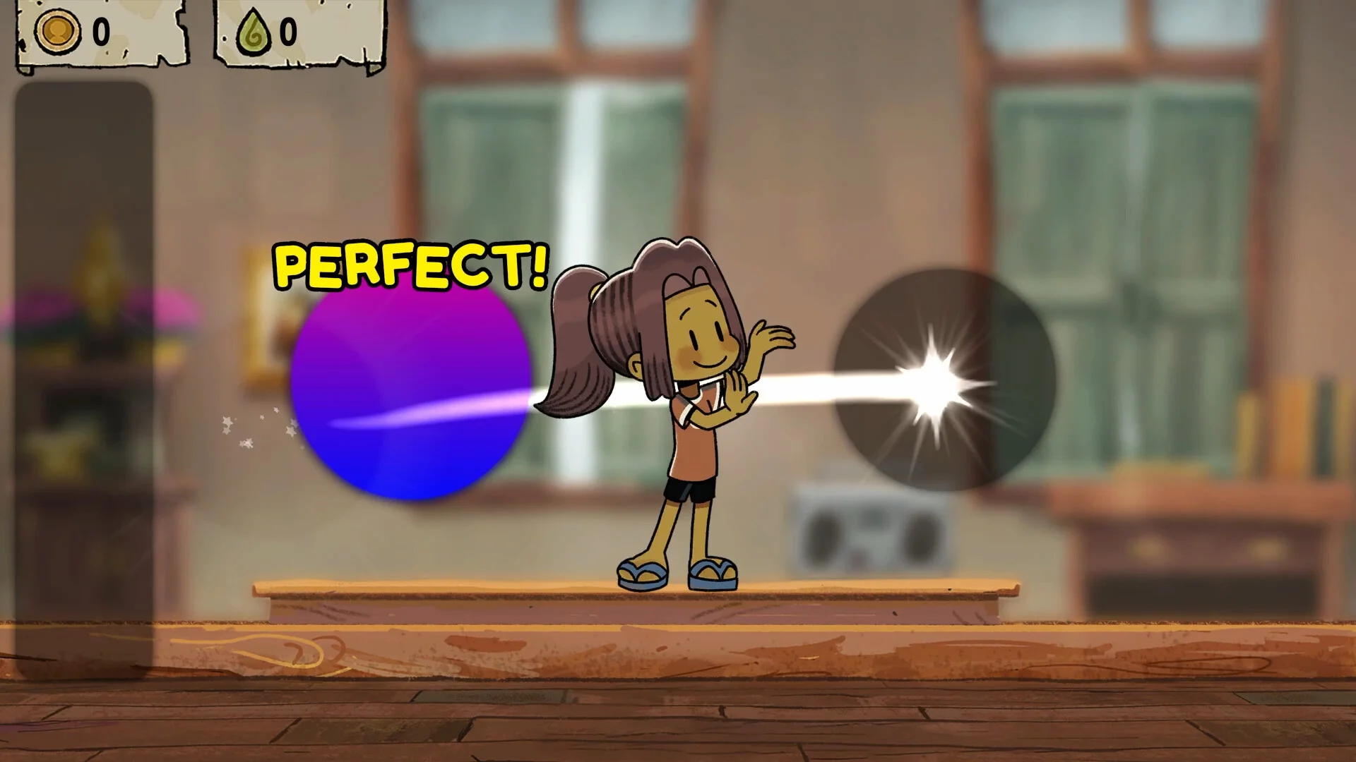 Mai performs a Thai dance minigame in Dancing with Ghosts.
