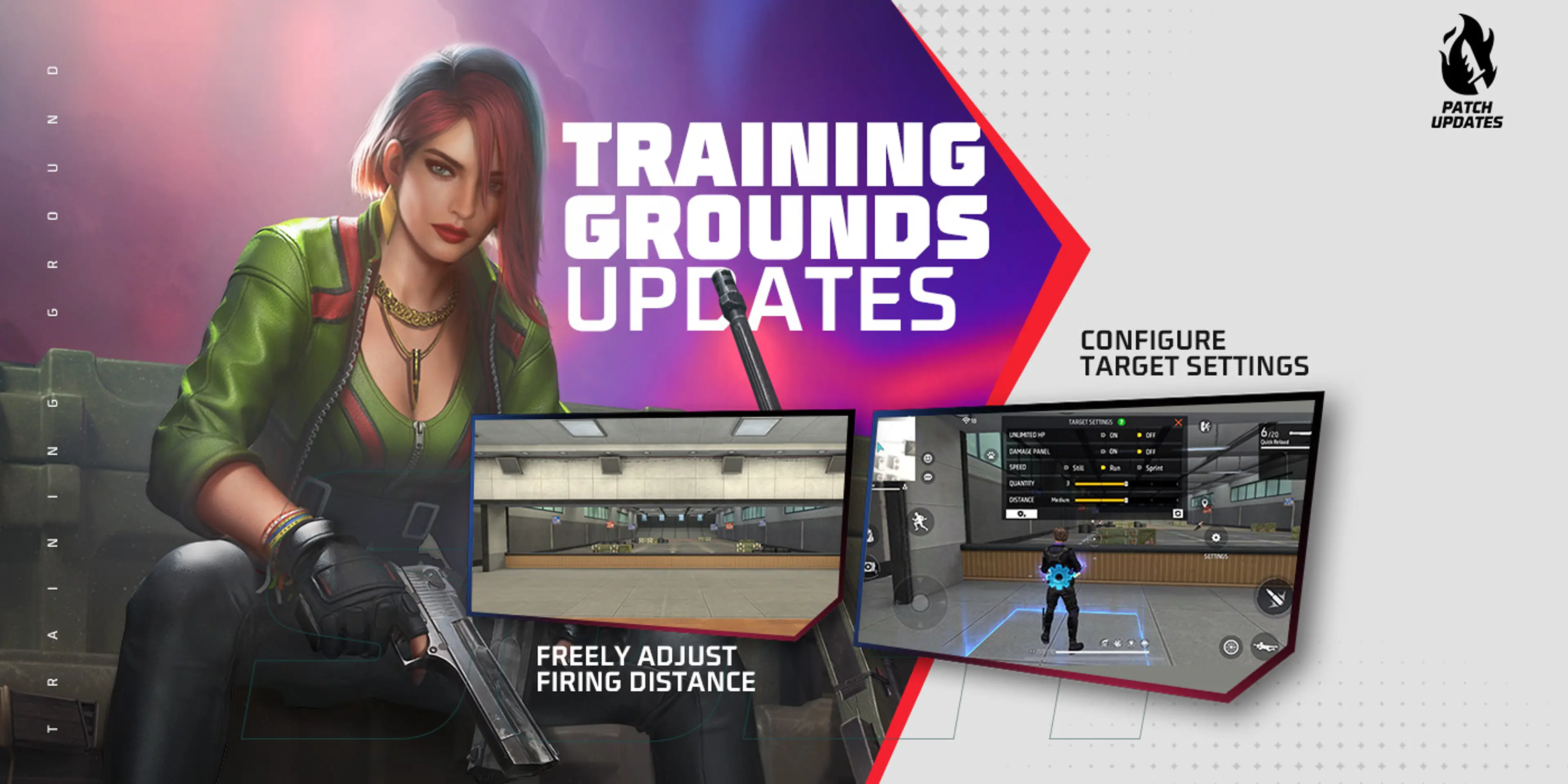 A Free Fire player practicing aim in Training Grounds.