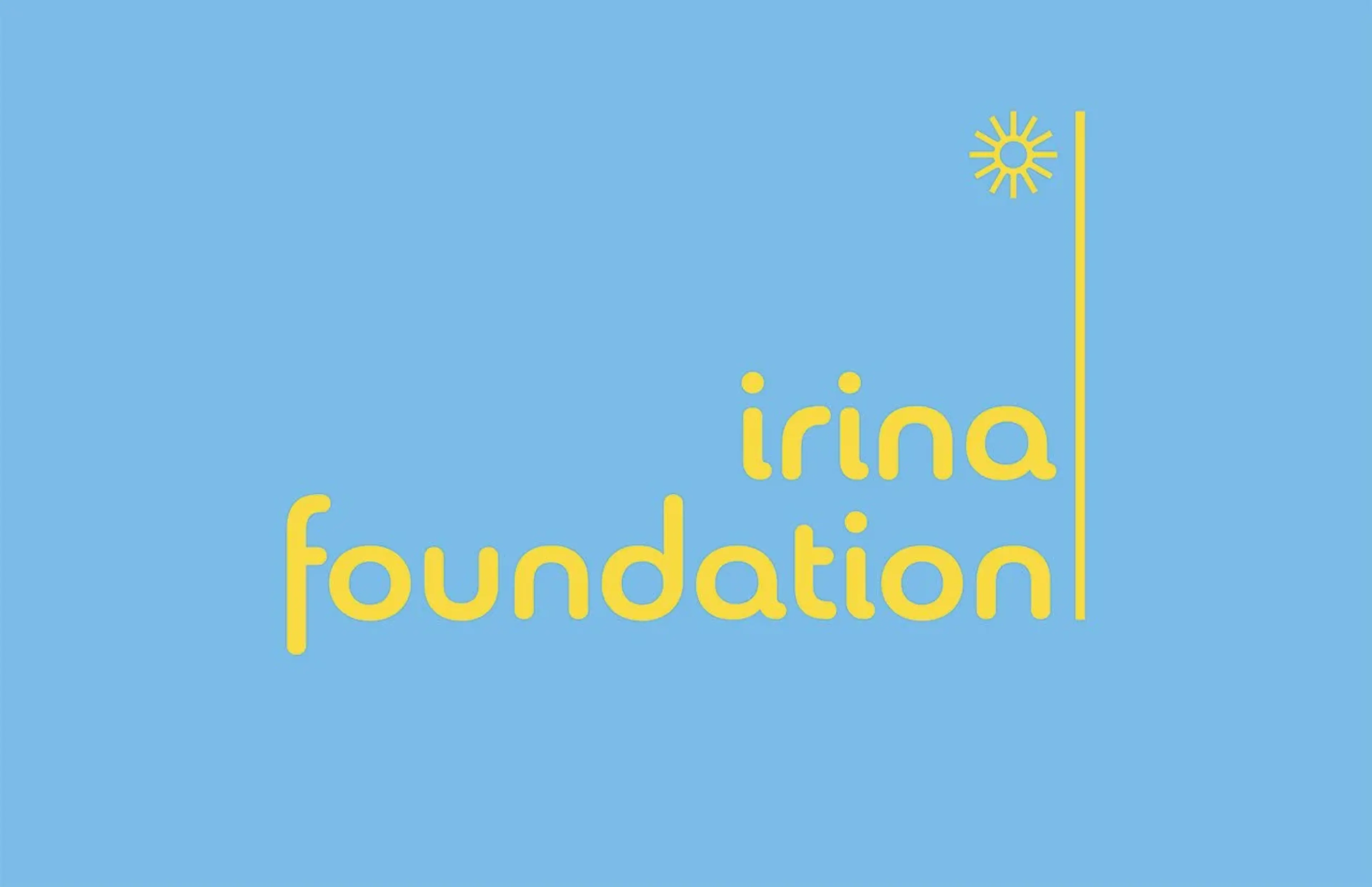 The official Irina Foundation logo in yellow on a blue background.