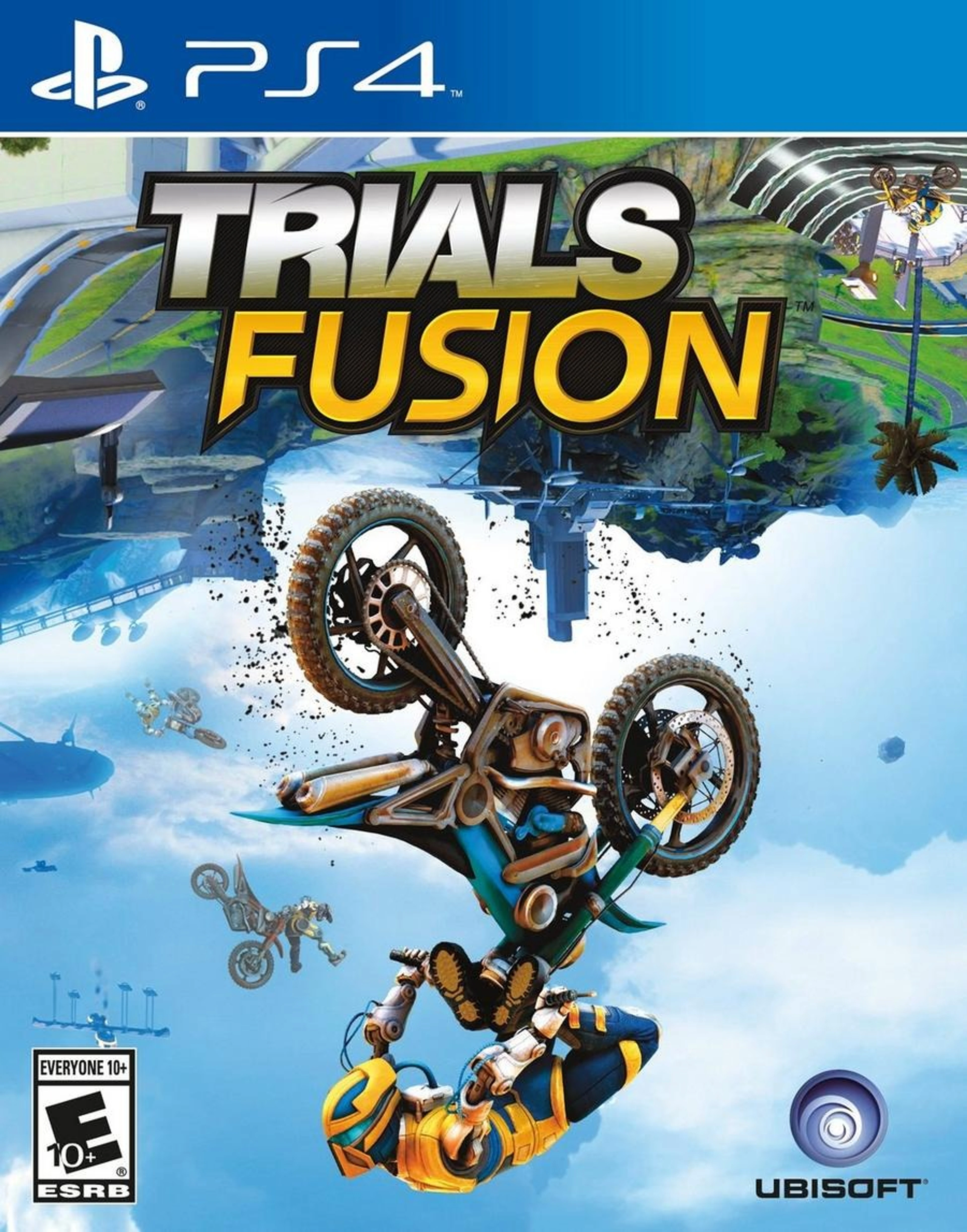 Official North American Trials Fusion PlayStation 4 cover with a rider and motorbike flipping beneath the native logo.