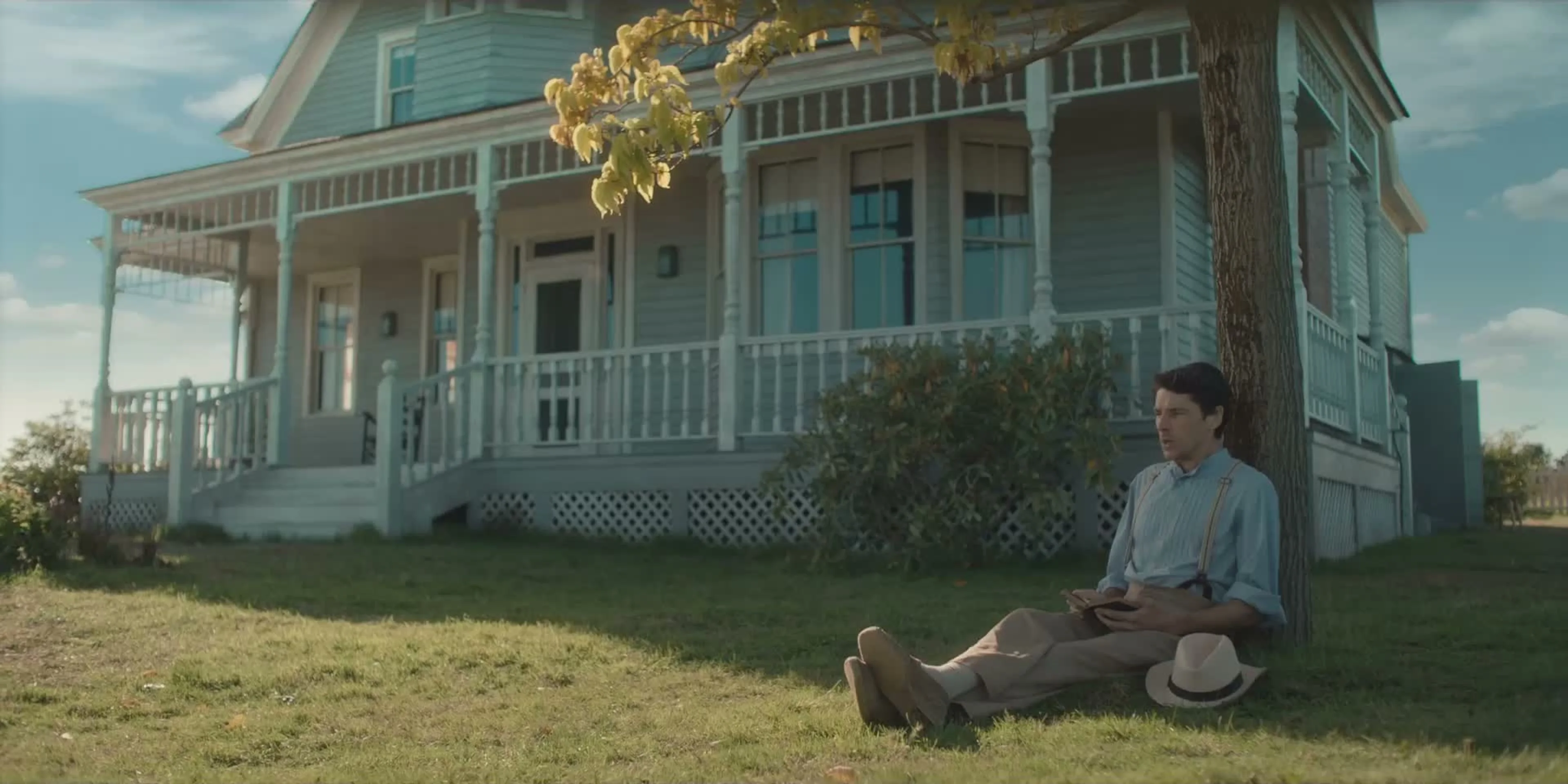 A son sits outside the Tyrone family home in Long Day’s Journey Into Night.