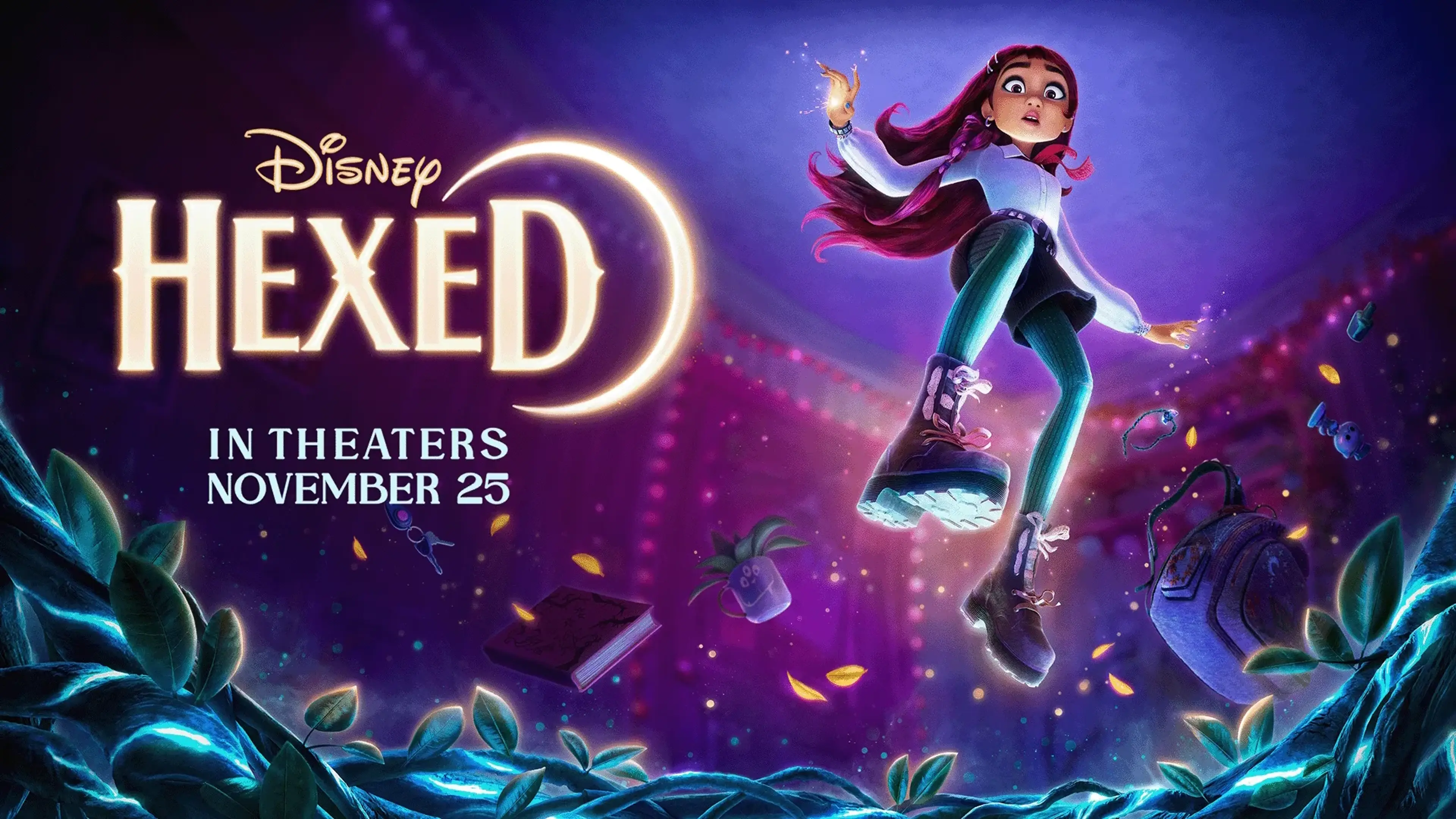 Official Hexed theatrical artwork showing Billie above the witch world.