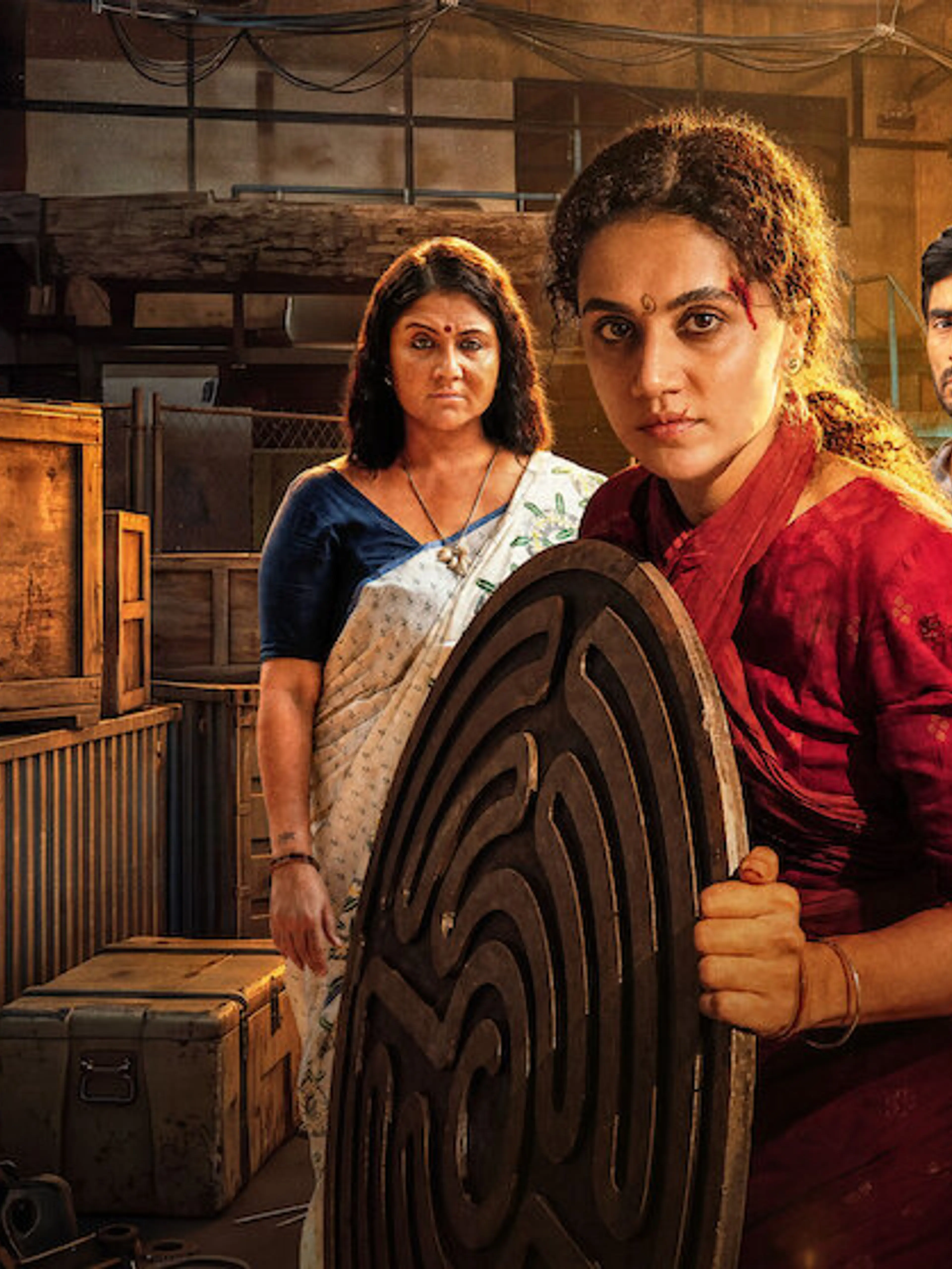 Taapsee Pannu stands at the front of the Gandhari ensemble in an official Netflix still.