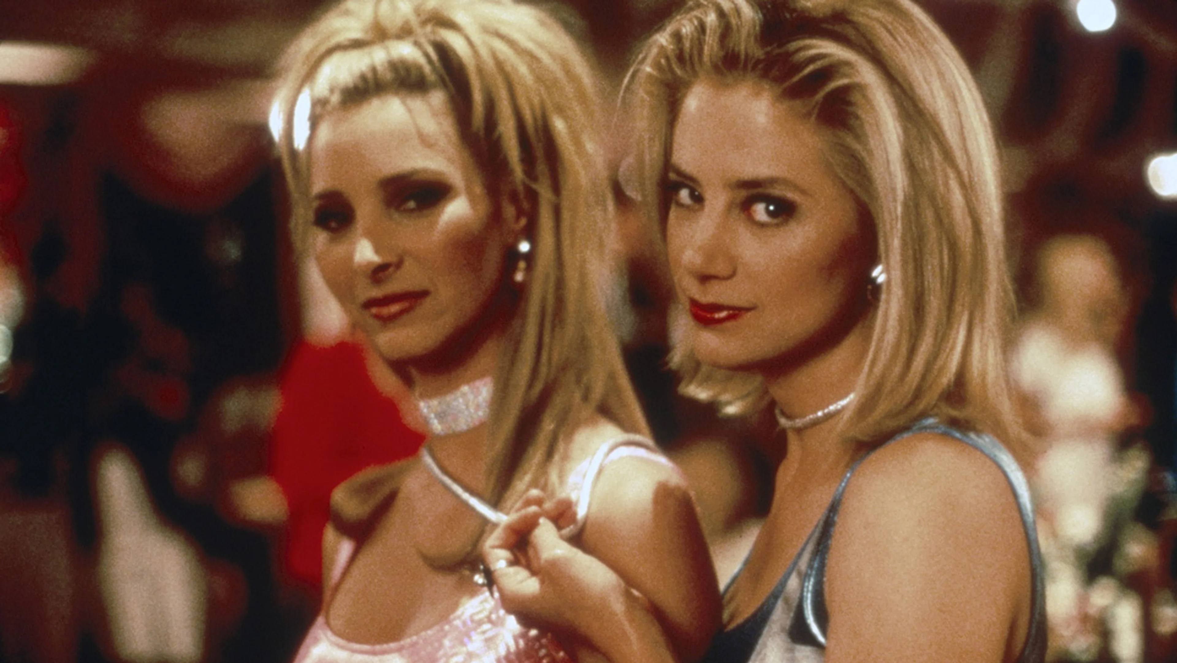 Romy and Michele appear together in a still from the 1997 film Romy and Michele’s High School Reunion.