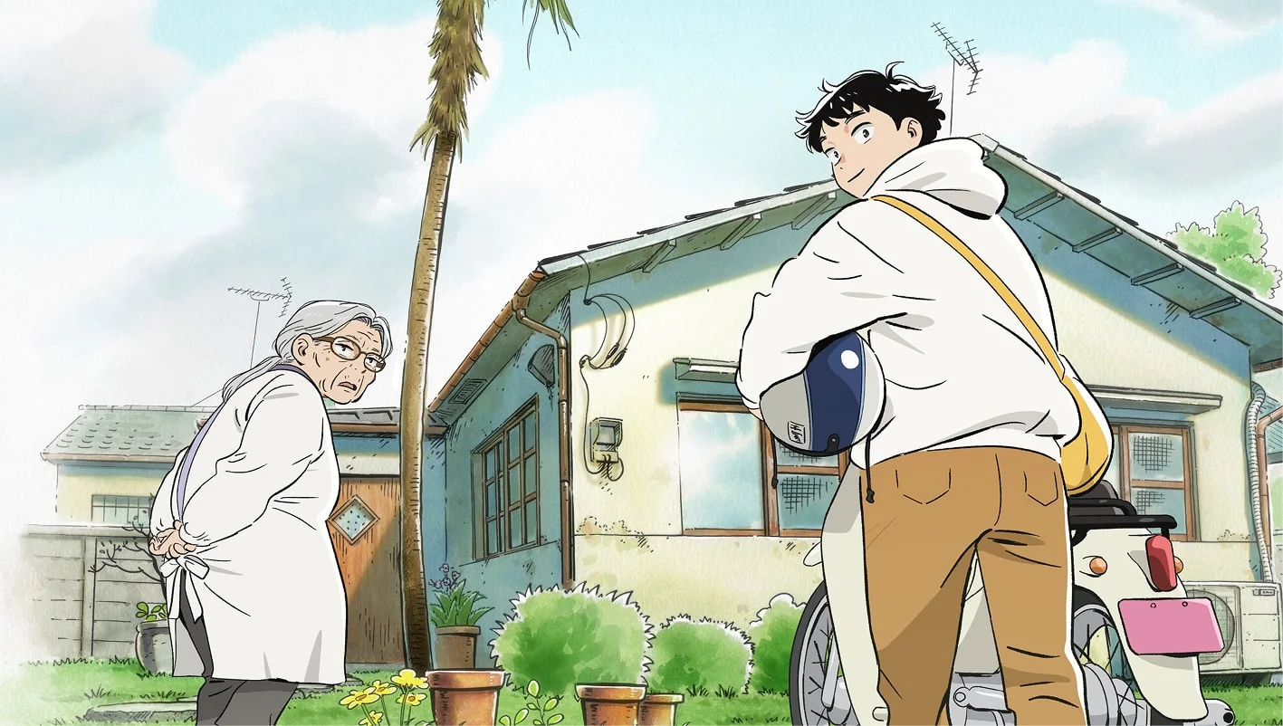 Hirayasumi anime scene with characters in a quiet neighborhood.