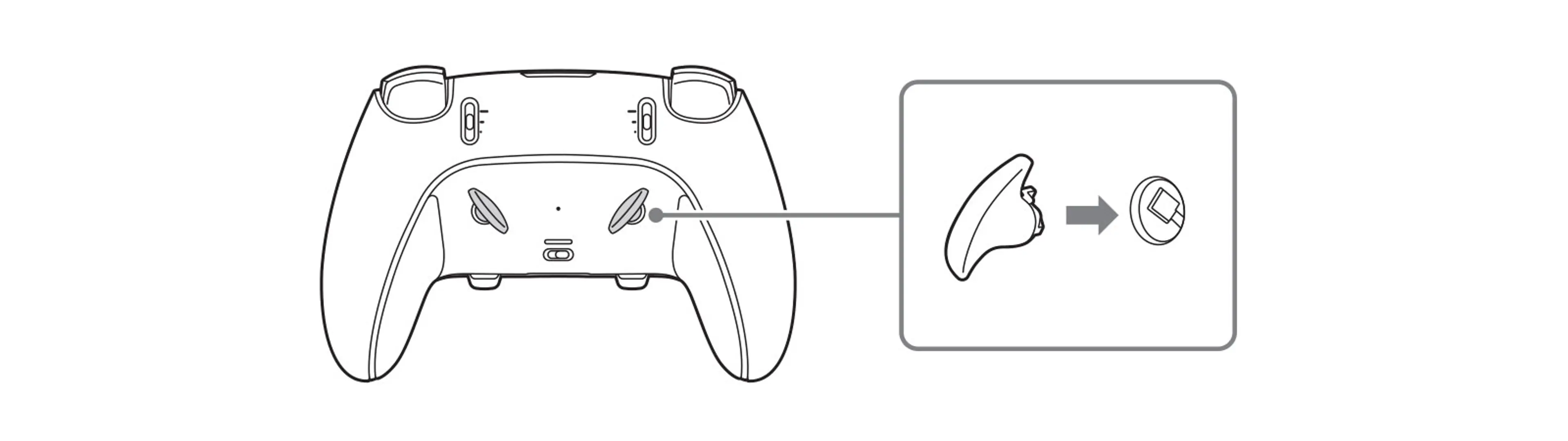 Diagram showing how the half-dome back buttons attach