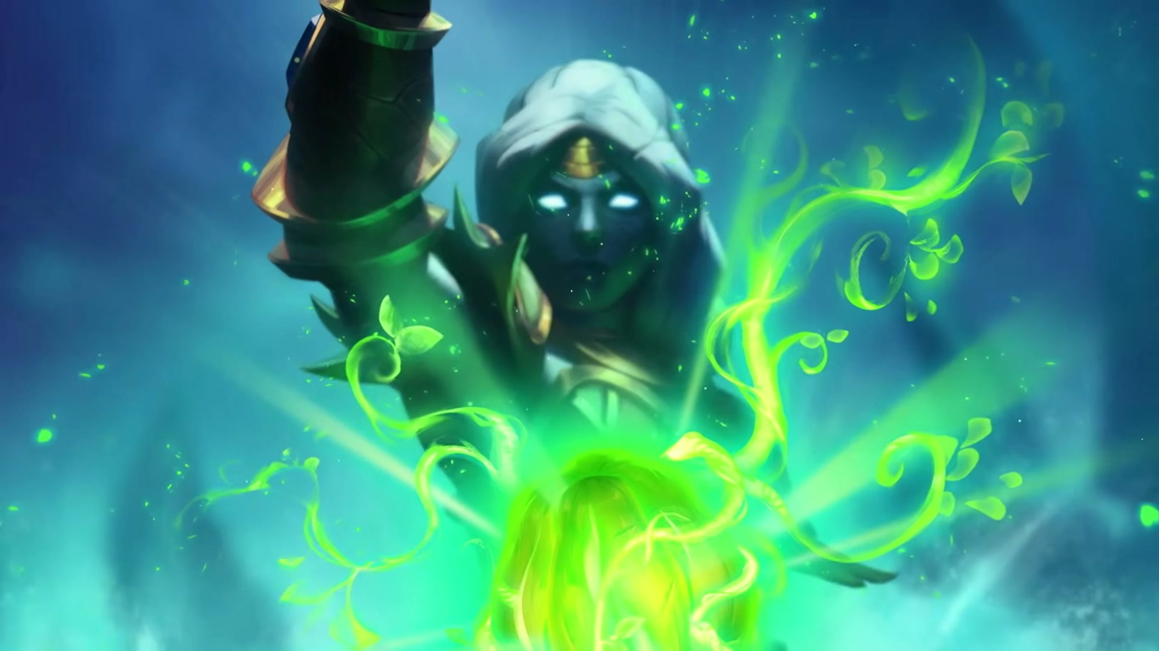 A Titan-forged warrior raises one arm as bright green energy circles her body.