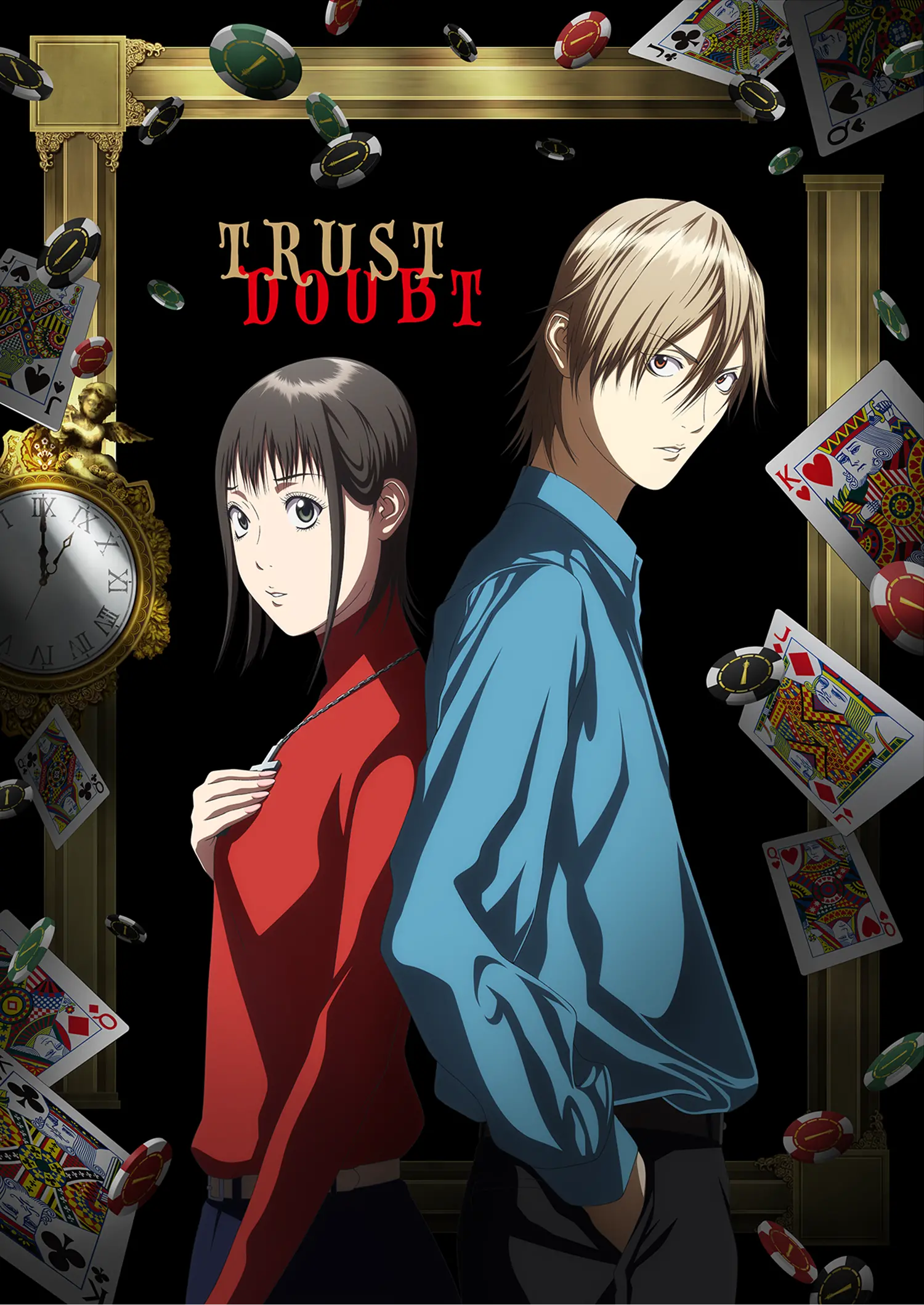 Official Liar Game anime poster featuring Nao Kanzaki and Shinichi Akiyama.