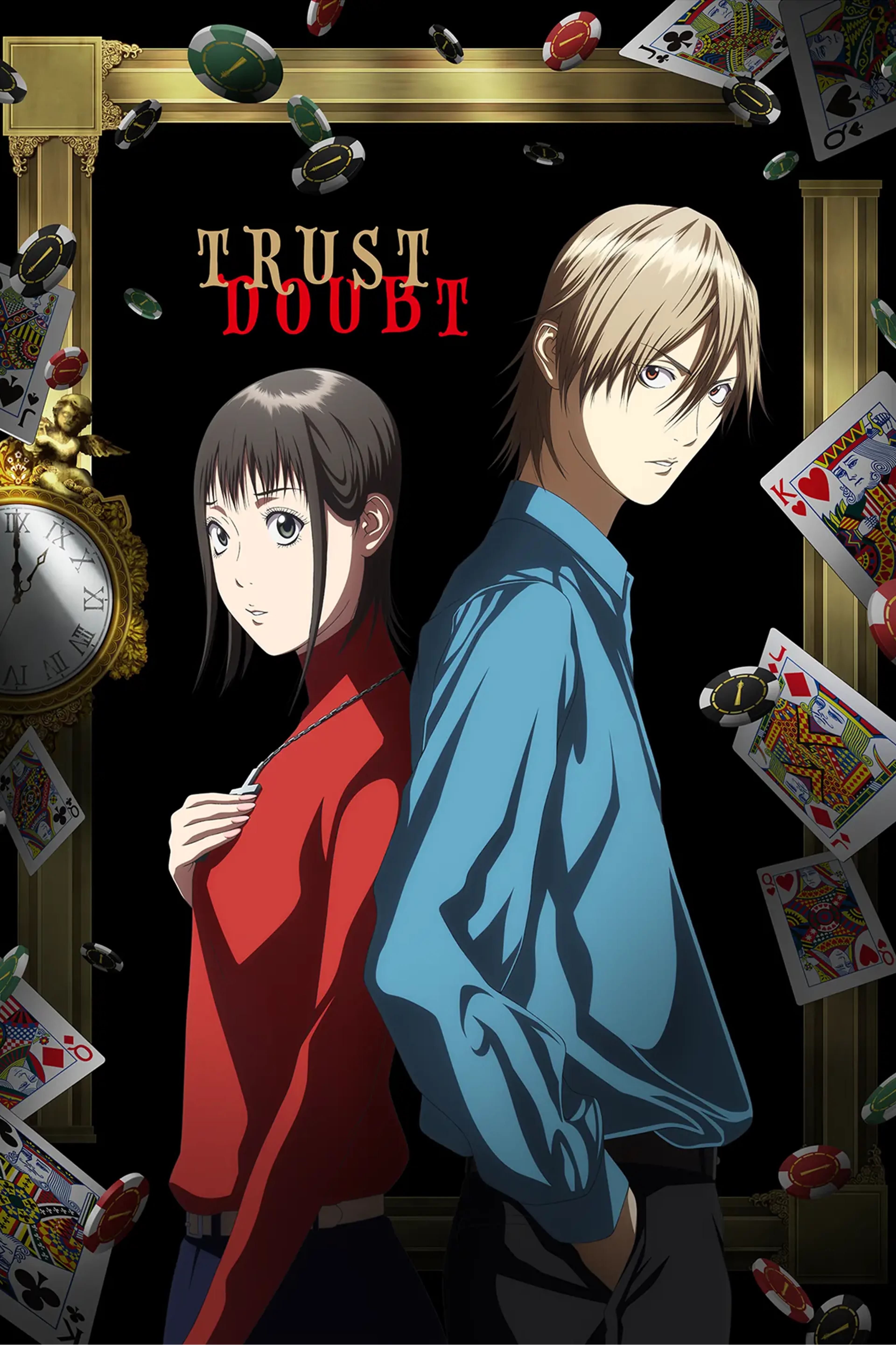 Official Liar Game anime poster featuring Nao Kanzaki and Shinichi Akiyama.