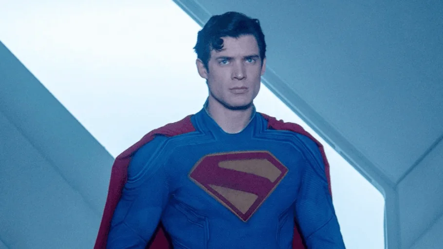 David Corenswet appears as Superman in a still from the 2025 film.