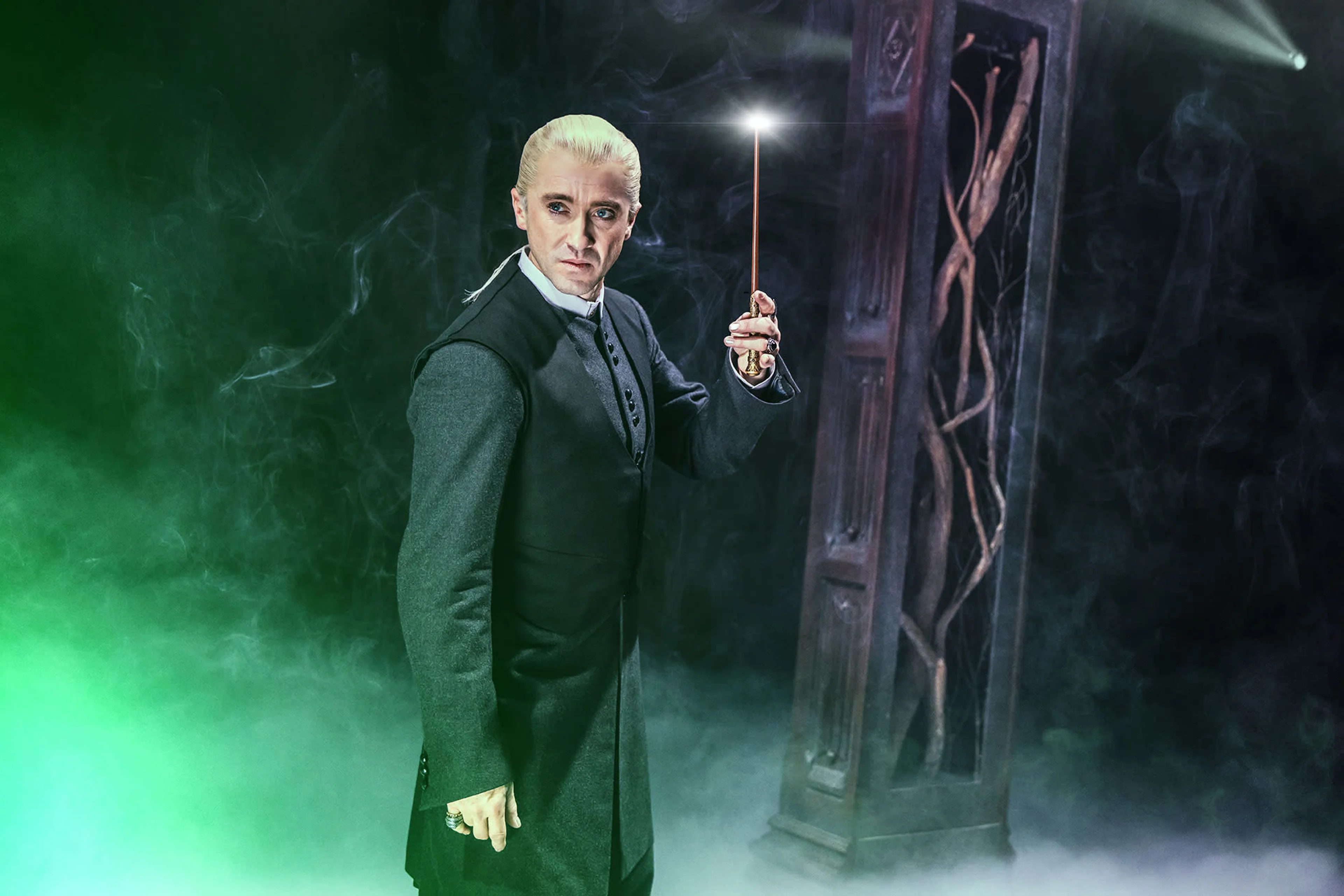 Tom Felton as adult Draco Malfoy in Harry Potter and the Cursed Child on Broadway.