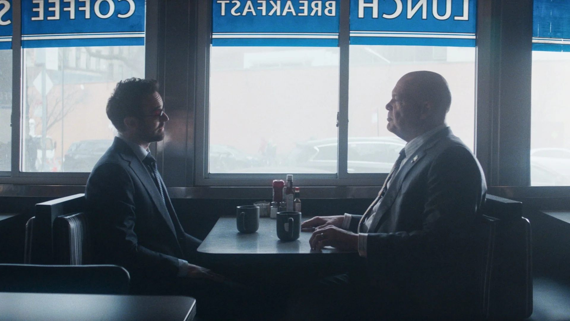 Matt Murdock and Wilson Fisk face each other in Daredevil: Born Again.