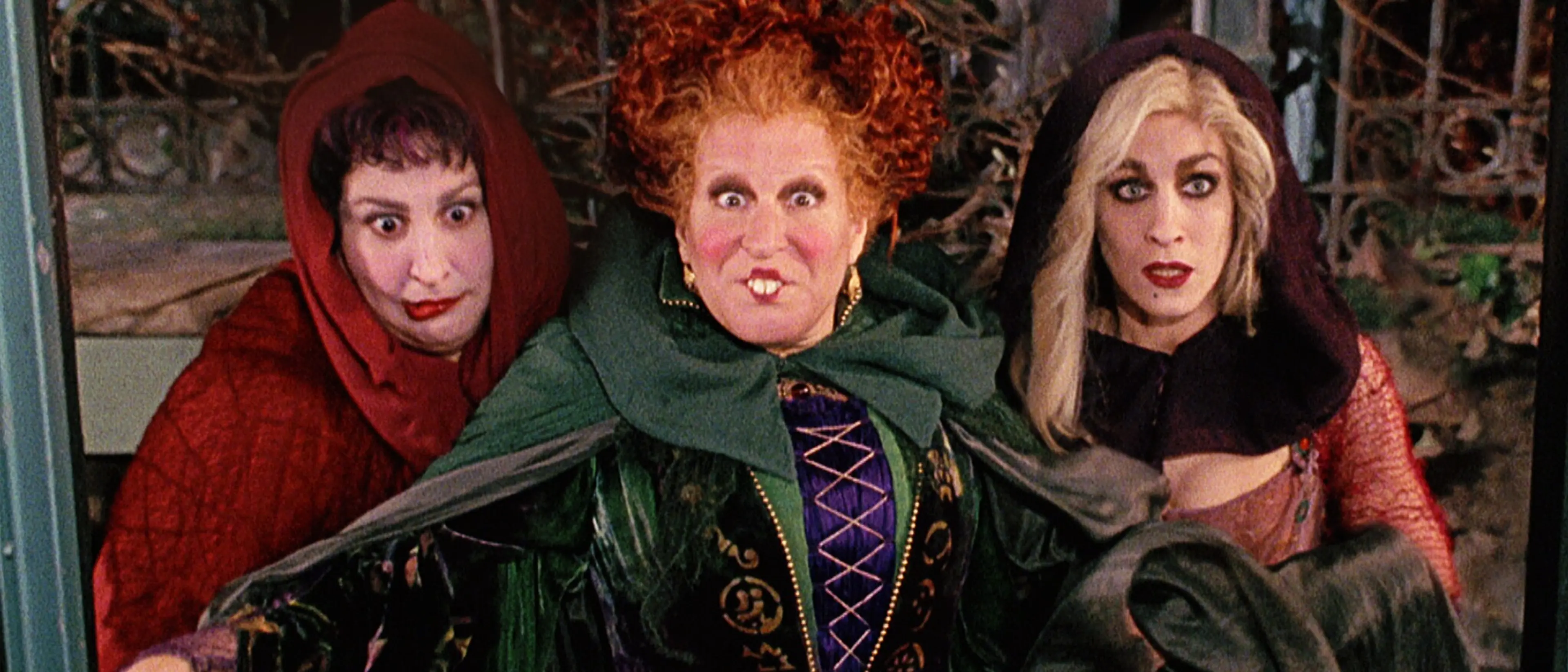 Kathy Najimy, Bette Midler and Sarah Jessica Parker as the Sanderson sisters in the 1993 Hocus Pocus.