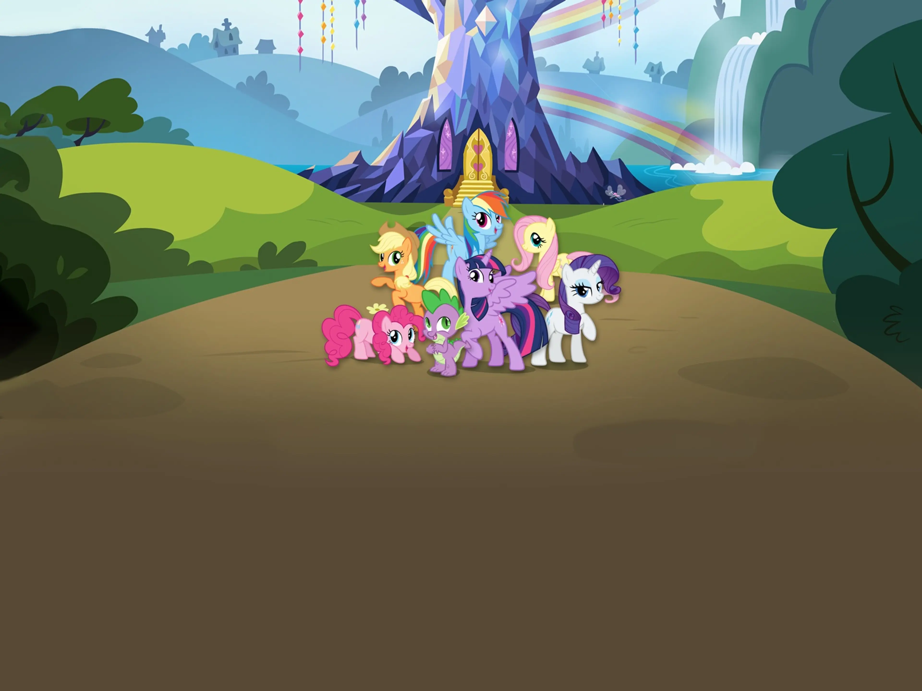 Twilight and her friends outside the castle.