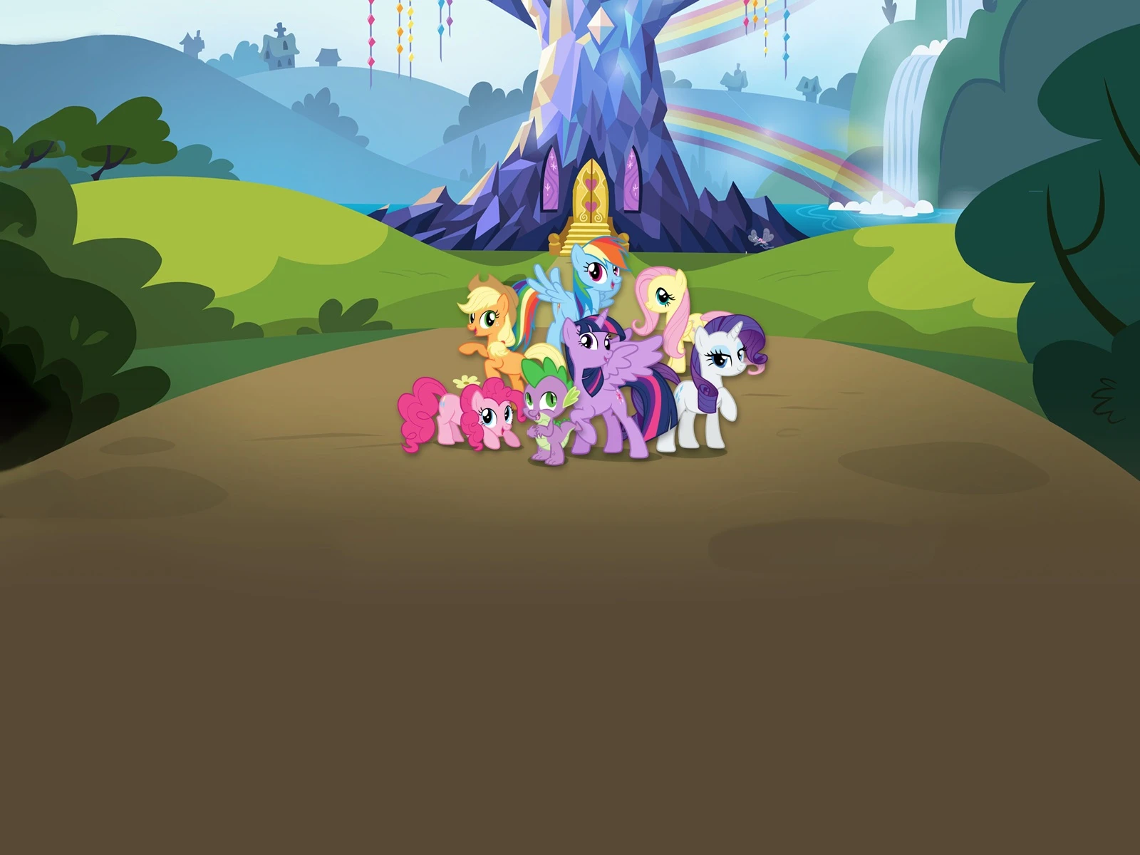 Twilight and her friends outside the castle.