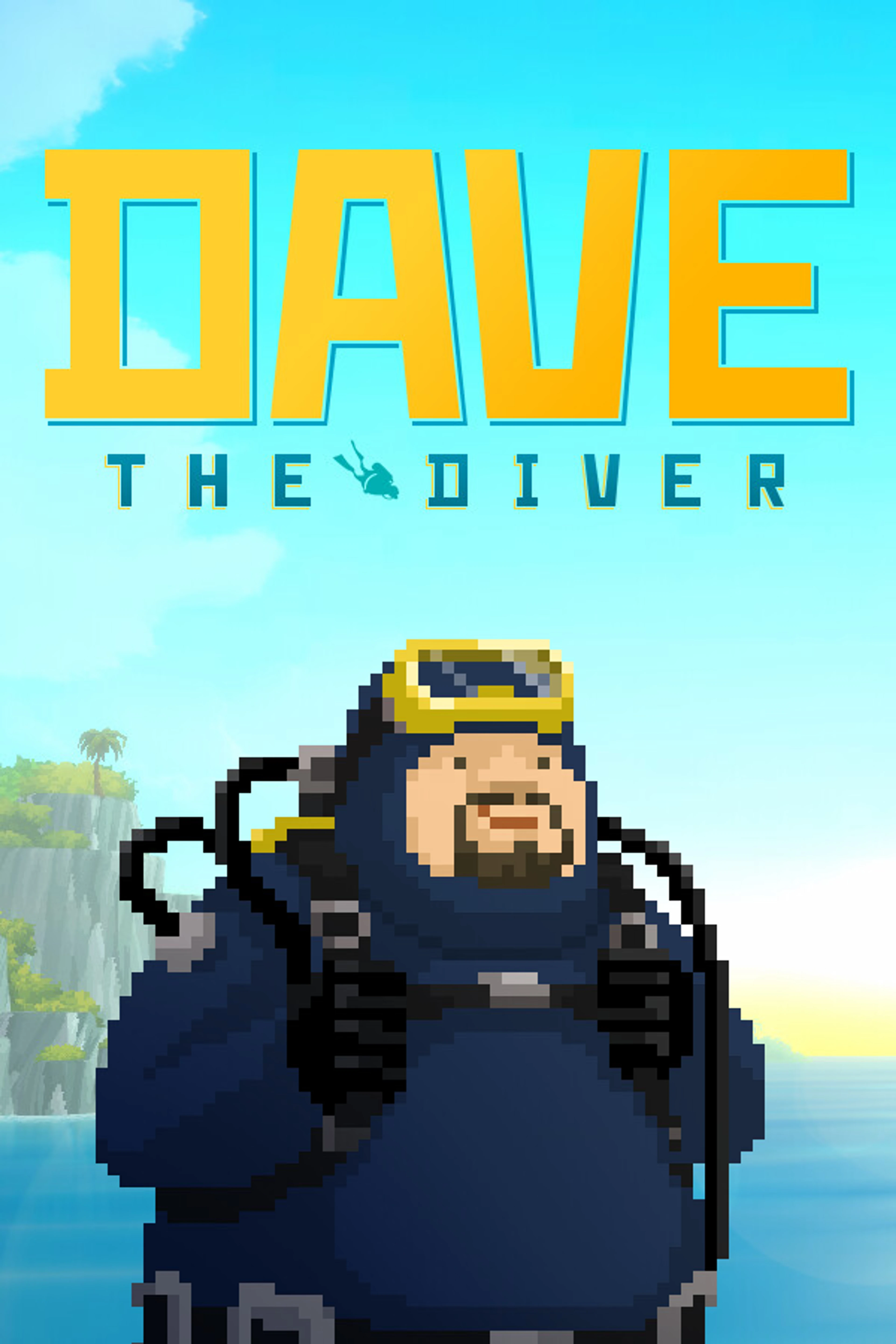 Official Dave the Diver cover showing Dave, the blue ocean and the game’s native yellow title.