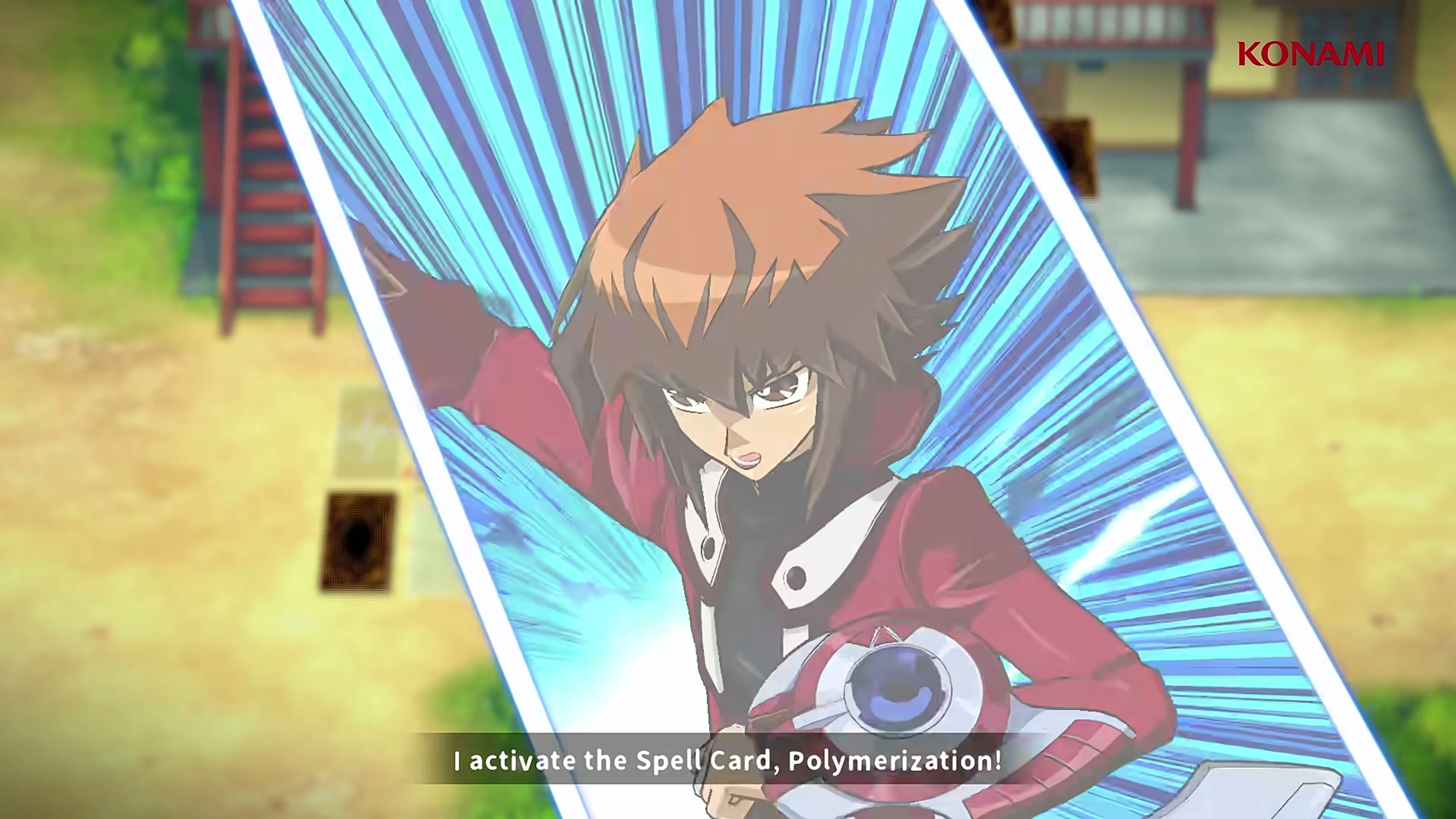 Jaden Yuki activates a card during a duel in Yu-Gi-Oh! TAG FORCE GX.