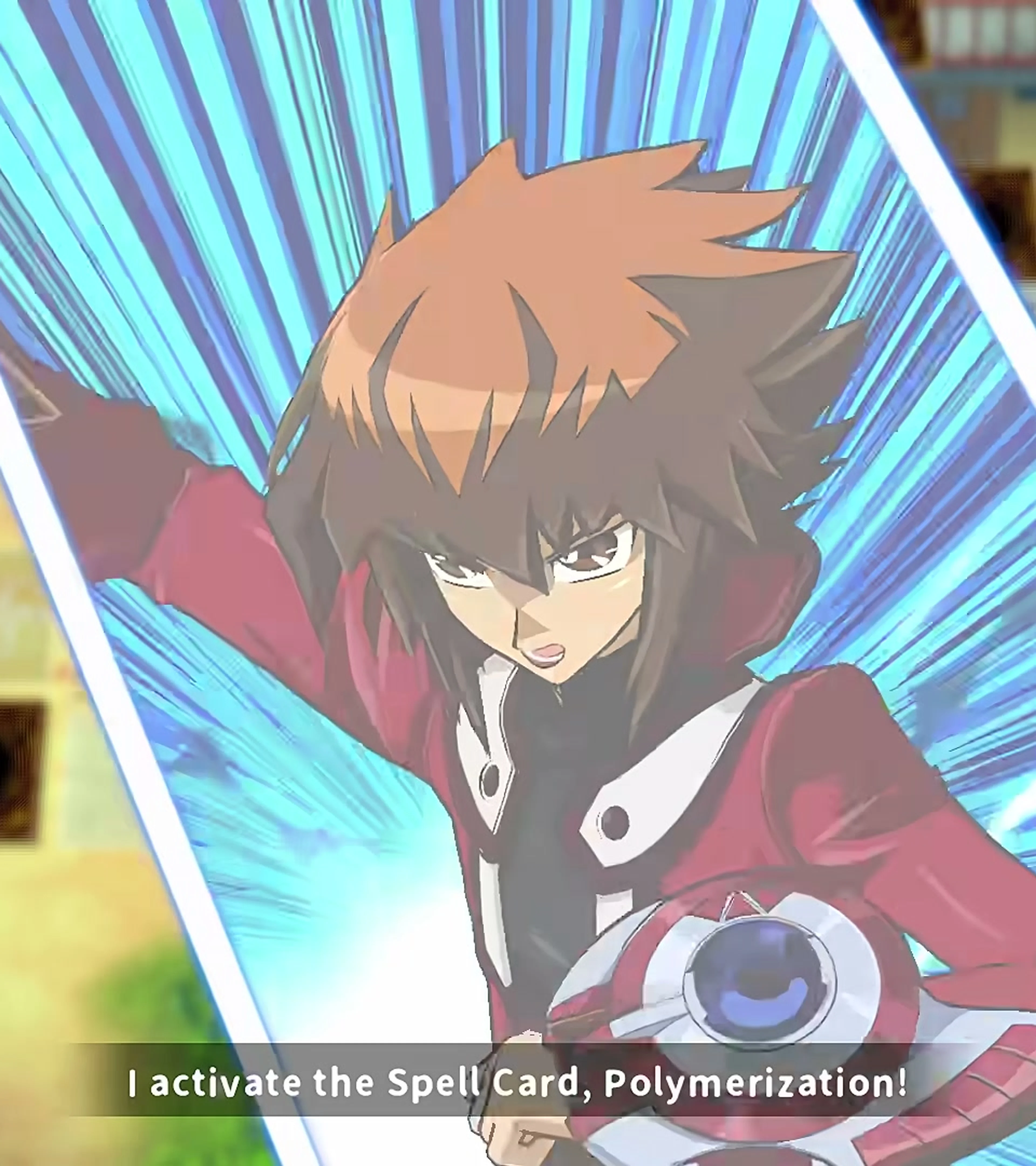 Jaden Yuki activates a card during a duel in Yu-Gi-Oh! TAG FORCE GX.
