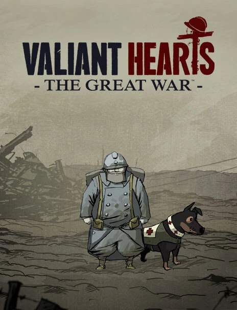 Official Ubisoft Valiant Hearts: The Great War vertical cover art with a soldier and Walt the dog below the game title.