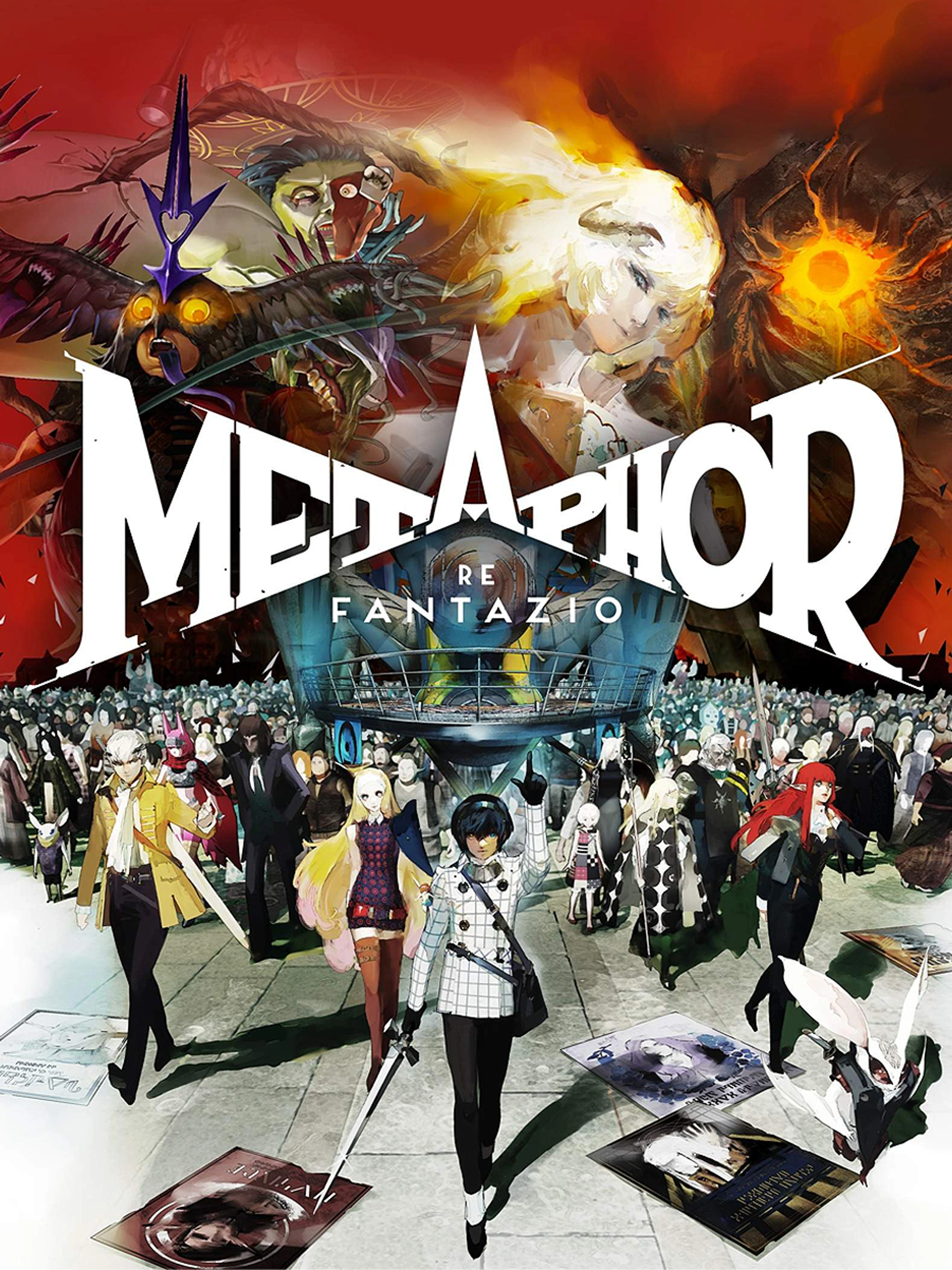 Official Metaphor: ReFantazio cover with its fantasy cast, dramatic sky, and the game logo.