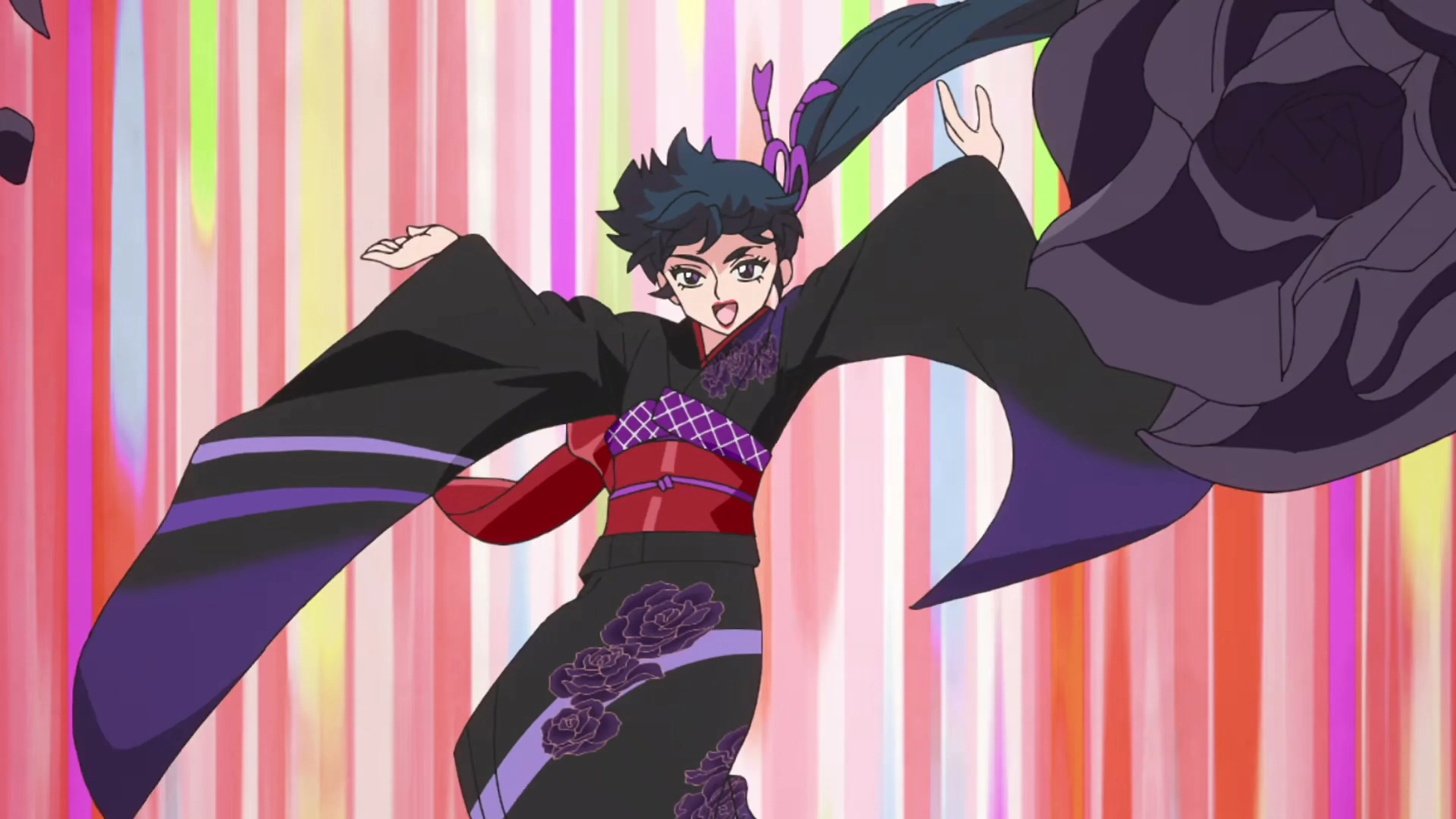 Two animated characters face each other in a colorful Ranma 1/2 scene.