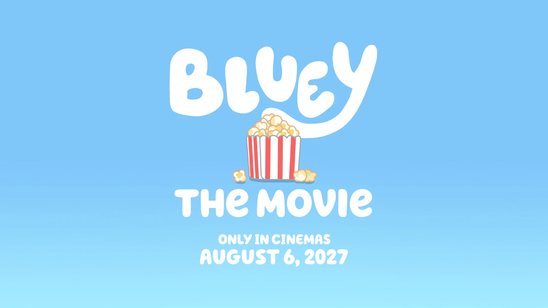 Official Bluey Movie artwork showing the August 6, 2027 cinema release date.