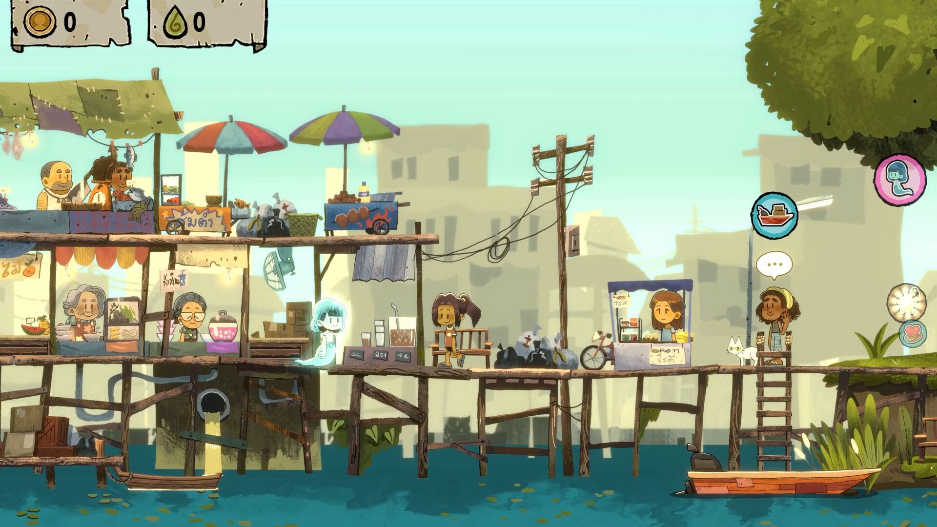 Mai and Pim explore a lively Thai river village in Dancing with Ghosts.