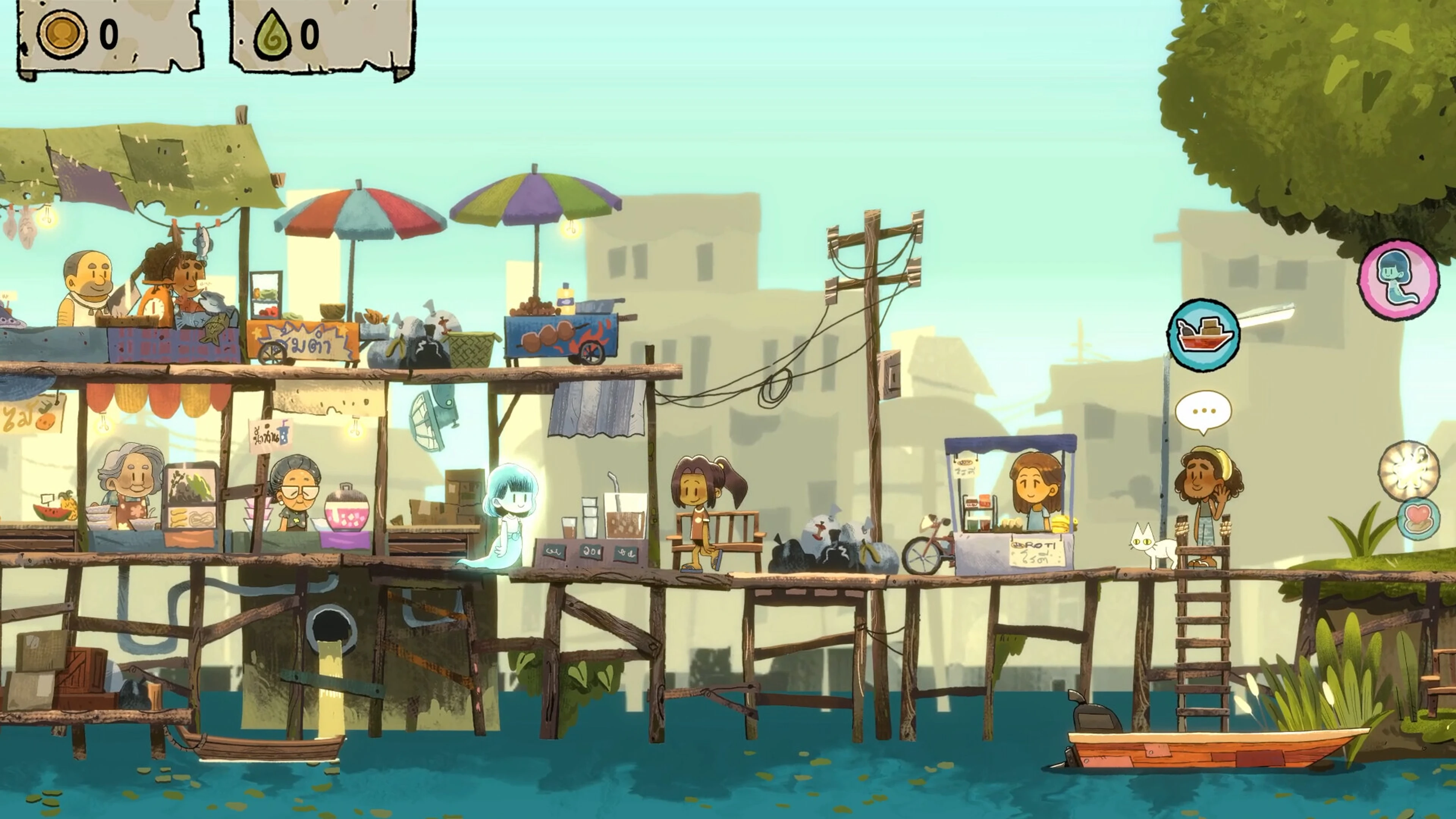 Mai and Pim explore a lively Thai river village in Dancing with Ghosts.